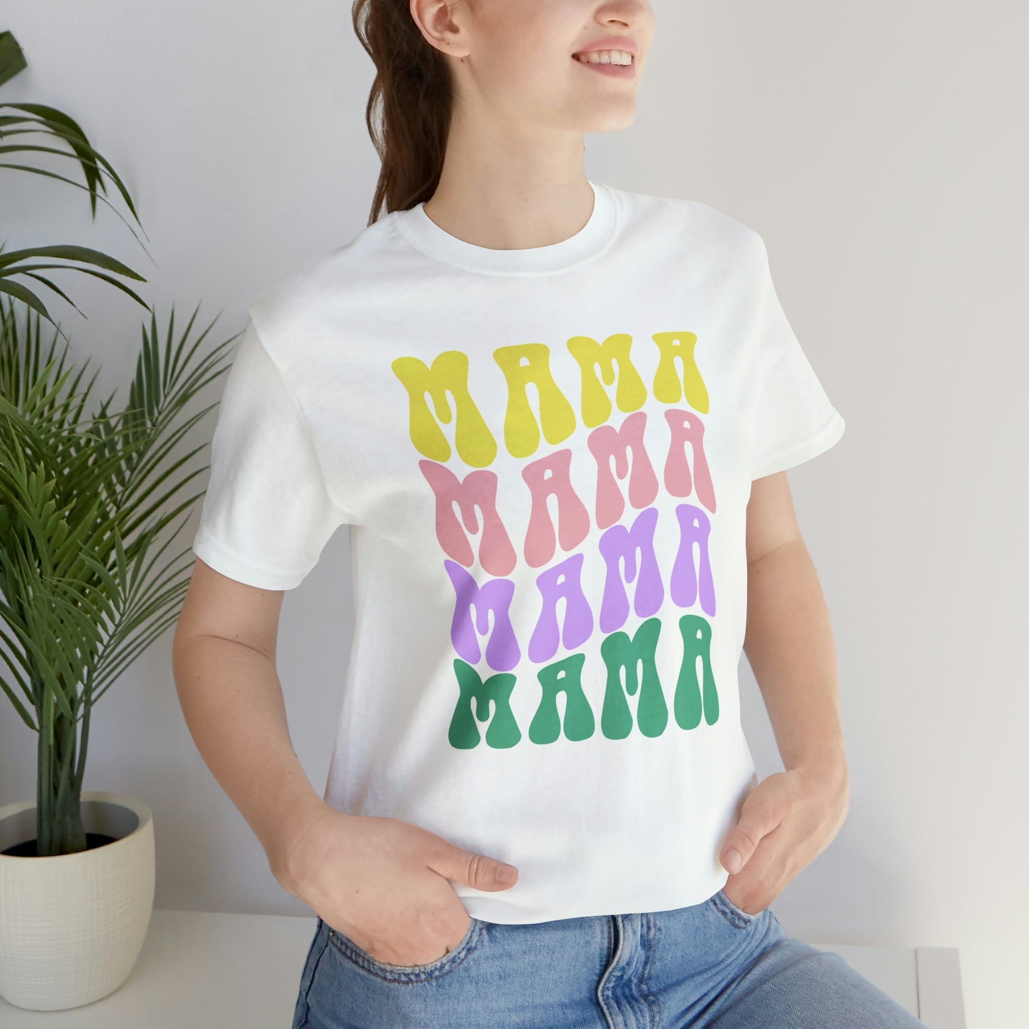 Printify T-Shirt White / S Mama Bright - Unisex Jersey Short Sleeve Tee