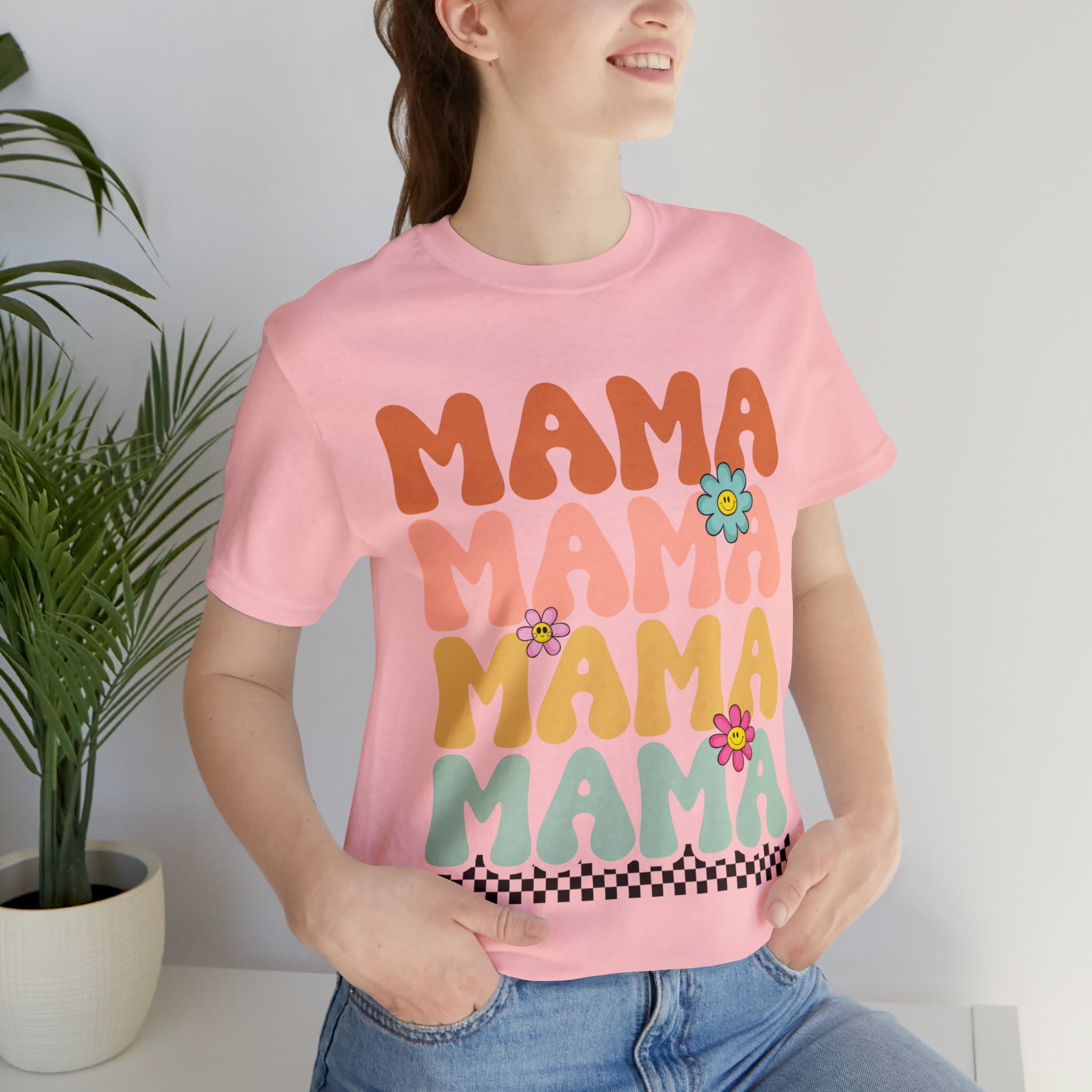 Printify T-Shirt Pink / S Mama Unisex Short Sleeve Tee - 9 Colors - 6 Sizes