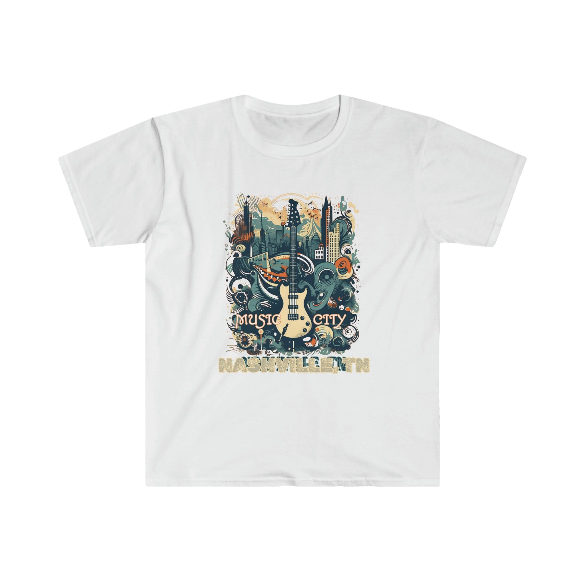 Printify T-Shirt White / S Music City - Unisex Softstyle T-Shirt