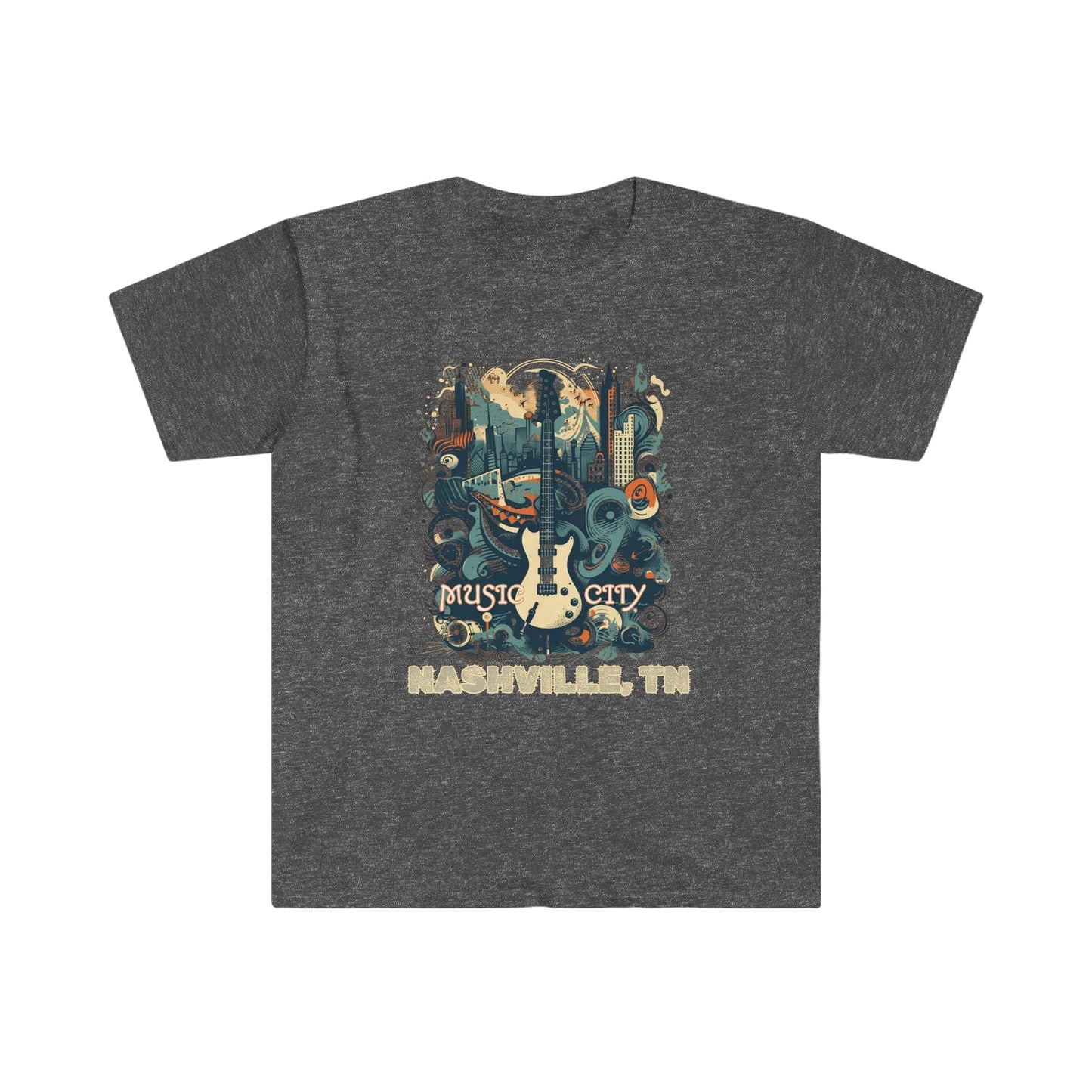 Printify T-Shirt Dark Heather / S Music City - Unisex Softstyle T-Shirt