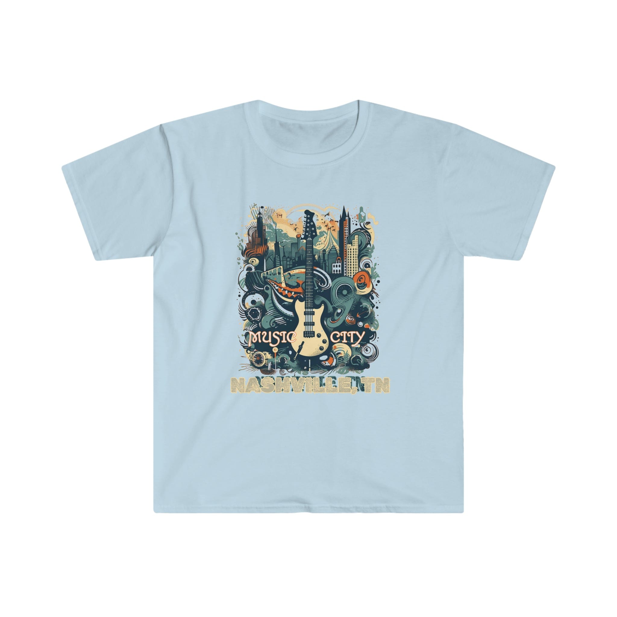 Printify T-Shirt Light Blue / S Music City - Unisex Softstyle T-Shirt