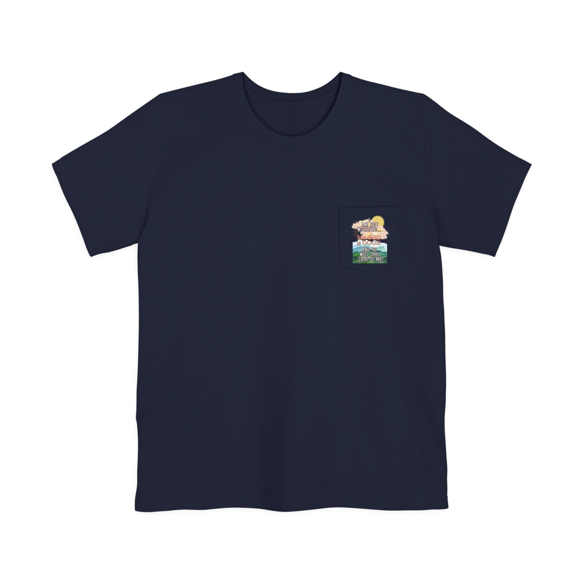 Printify T-Shirt Navy / S My God will take Care of Me - Unisex Pocket Tee