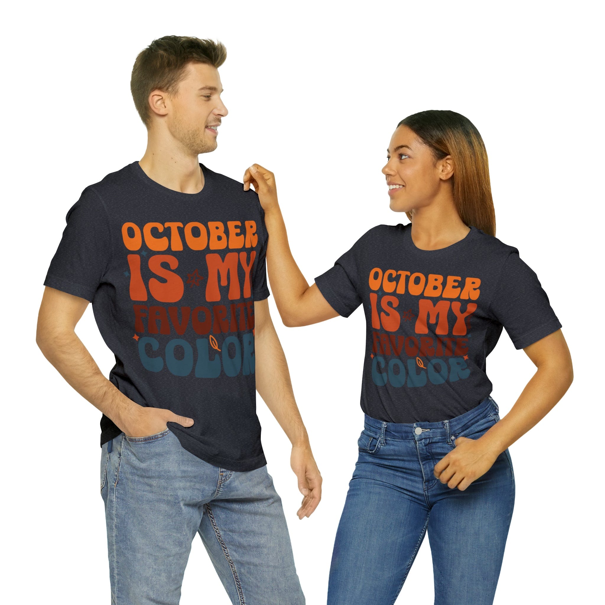 Printify T-Shirt Heather Navy / S October is my Favorite Color - Jersey Short Sleeve Tee