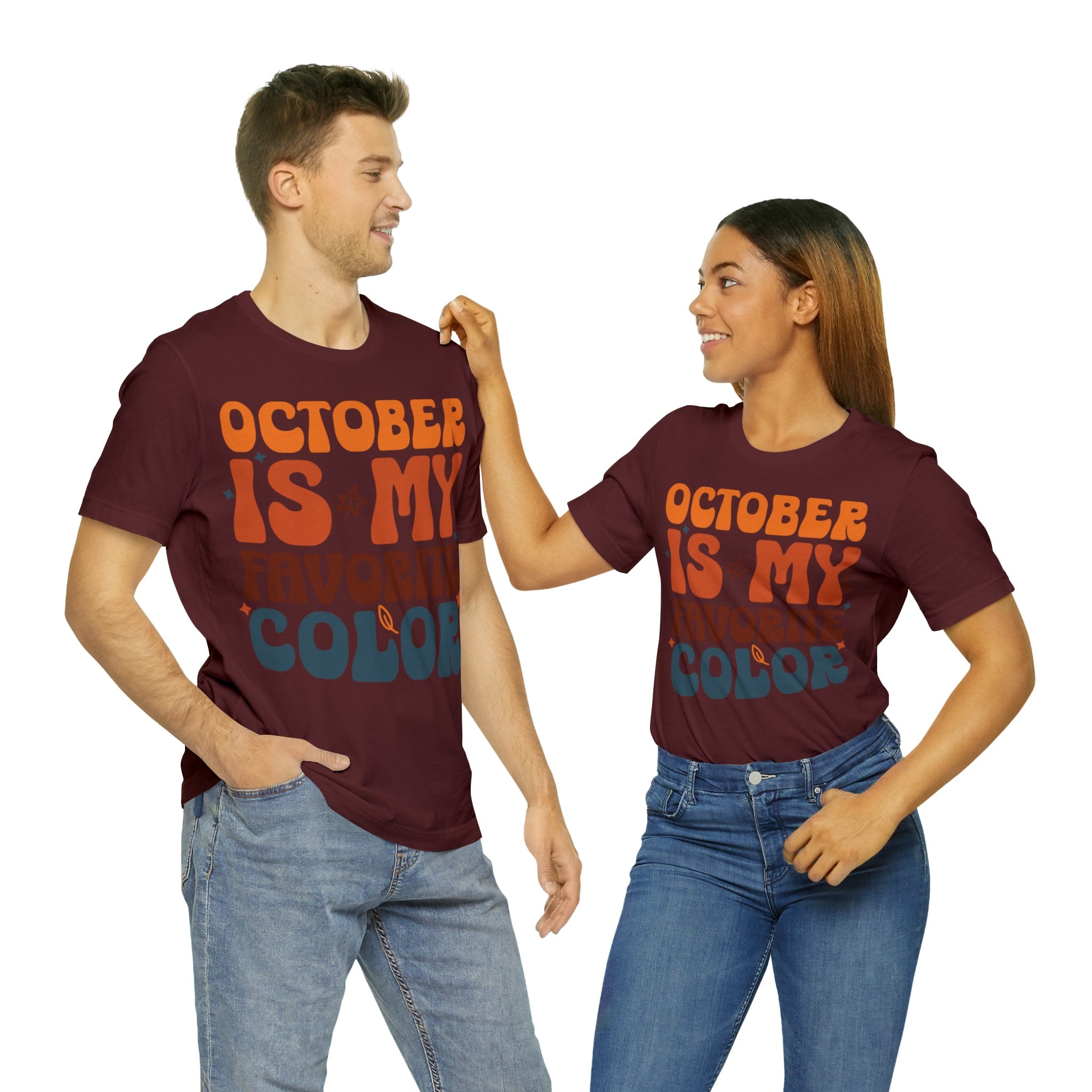 Printify T-Shirt Maroon / S October is my Favorite Color - Jersey Short Sleeve Tee