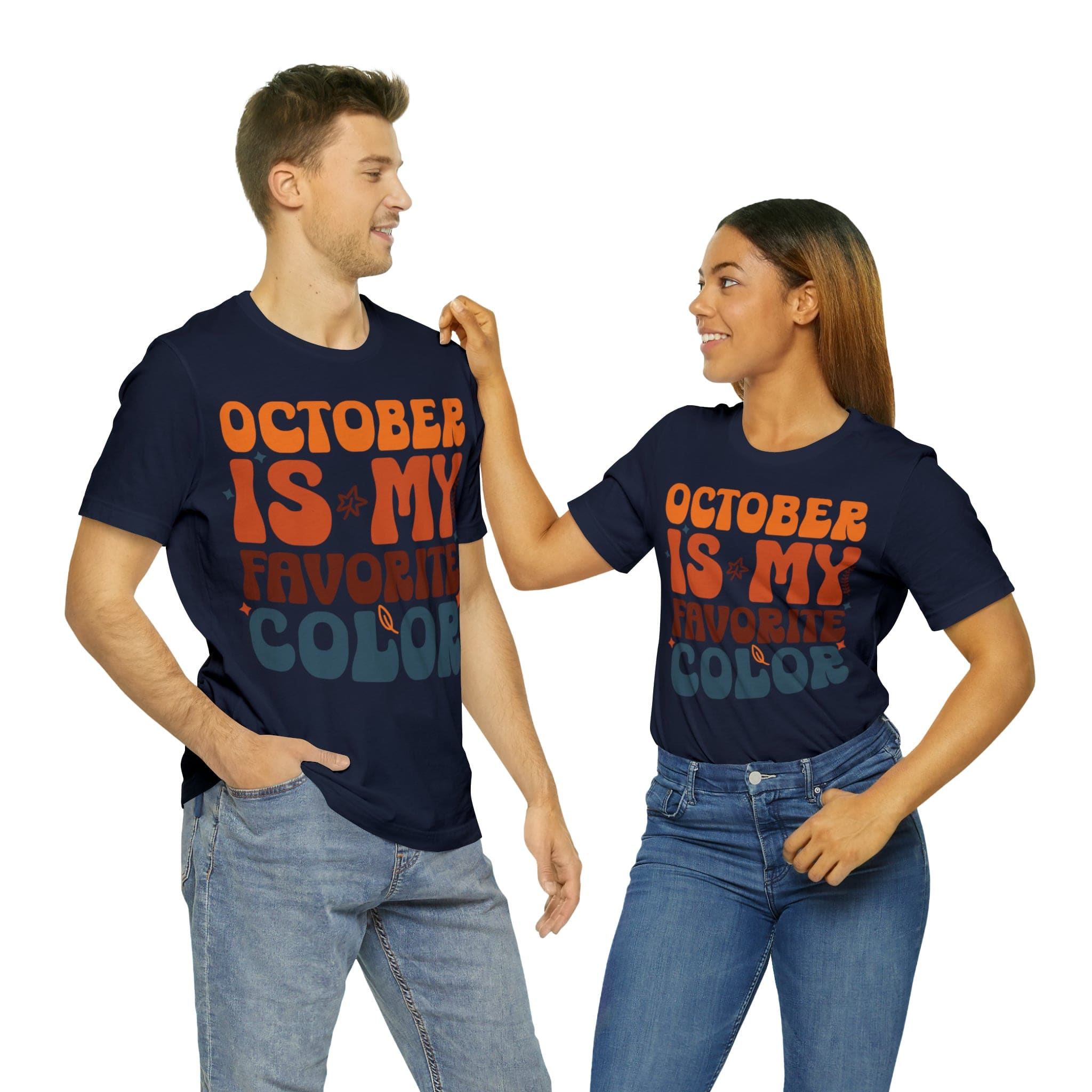 Printify T-Shirt Navy / S October is my Favorite Color - Jersey Short Sleeve Tee
