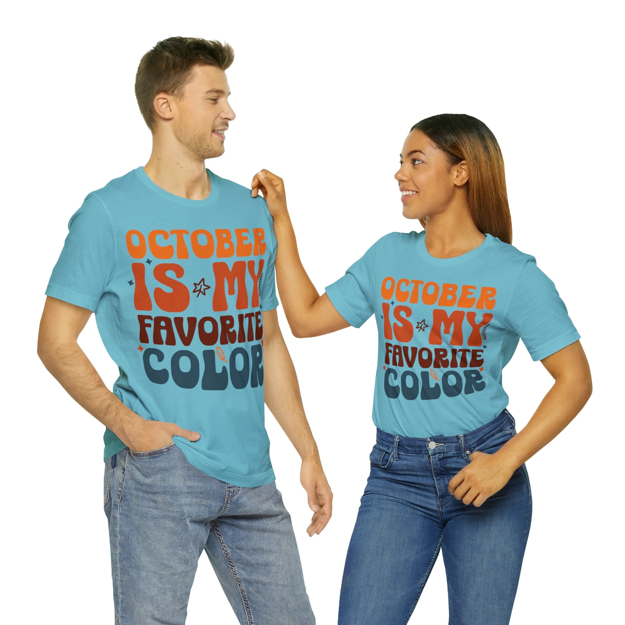 Printify T-Shirt Turquoise / S October is my Favorite Color - Jersey Short Sleeve Tee
