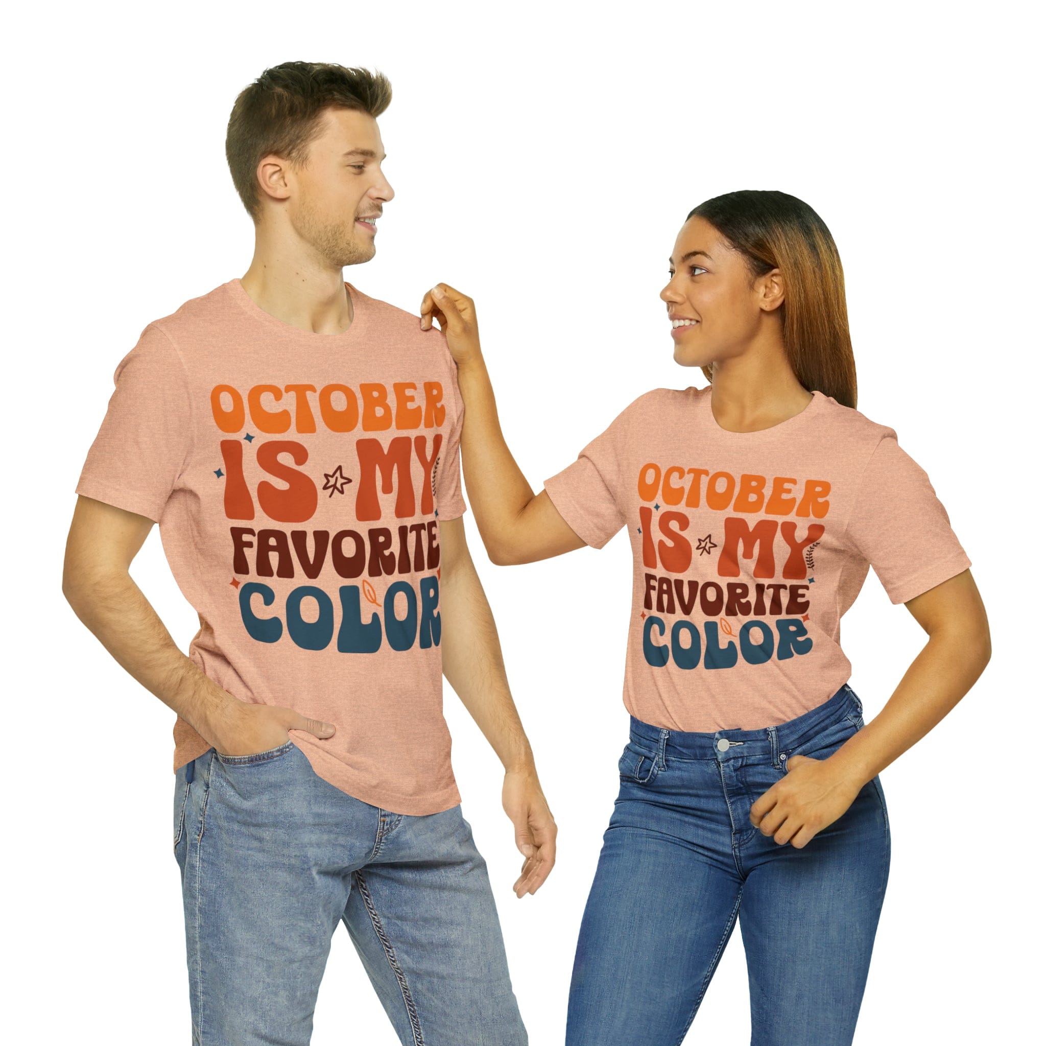 Printify T-Shirt Heather Peach / S October is my Favorite Color - Jersey Short Sleeve Tee