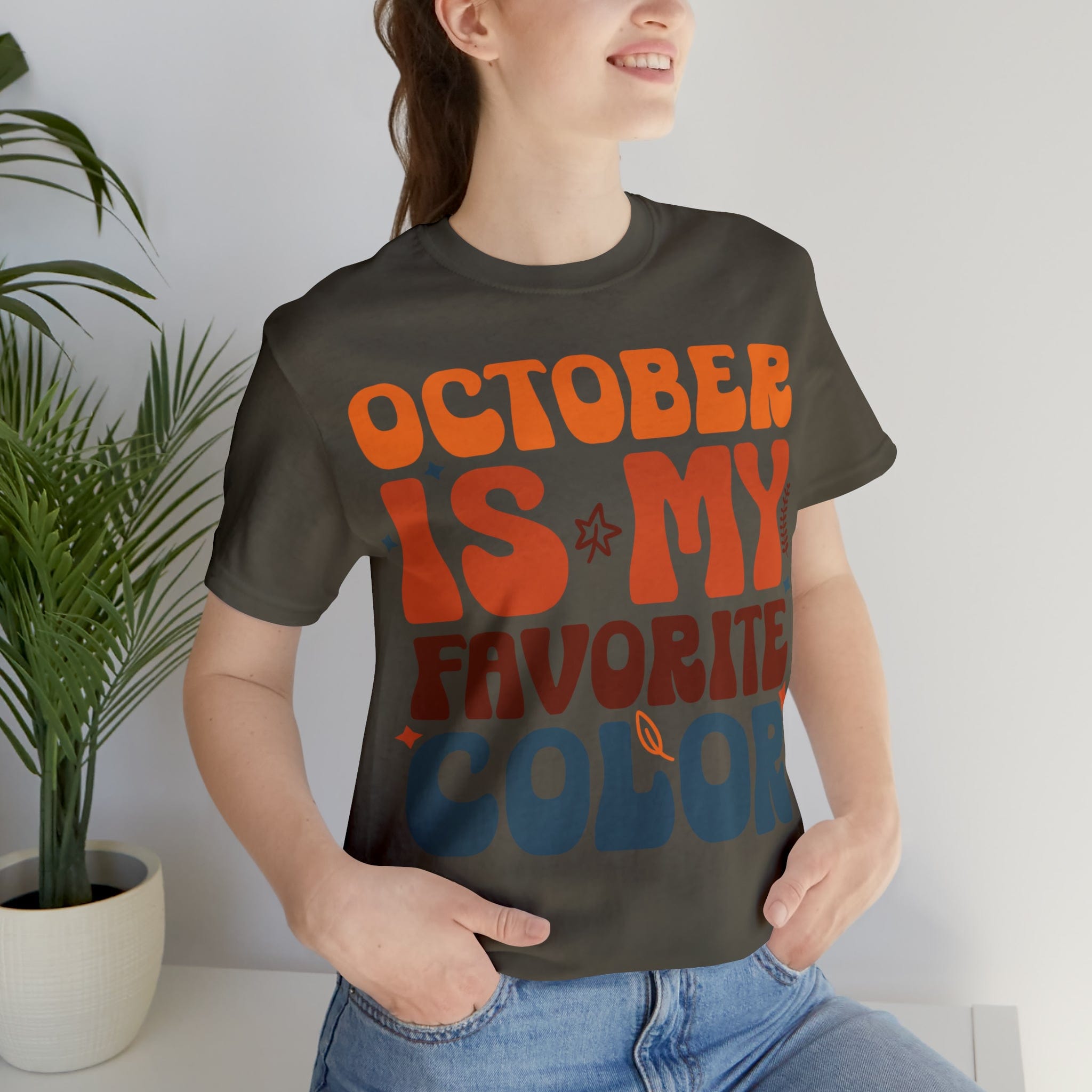 Printify T-Shirt October is my Favorite Color - Jersey Short Sleeve Tee