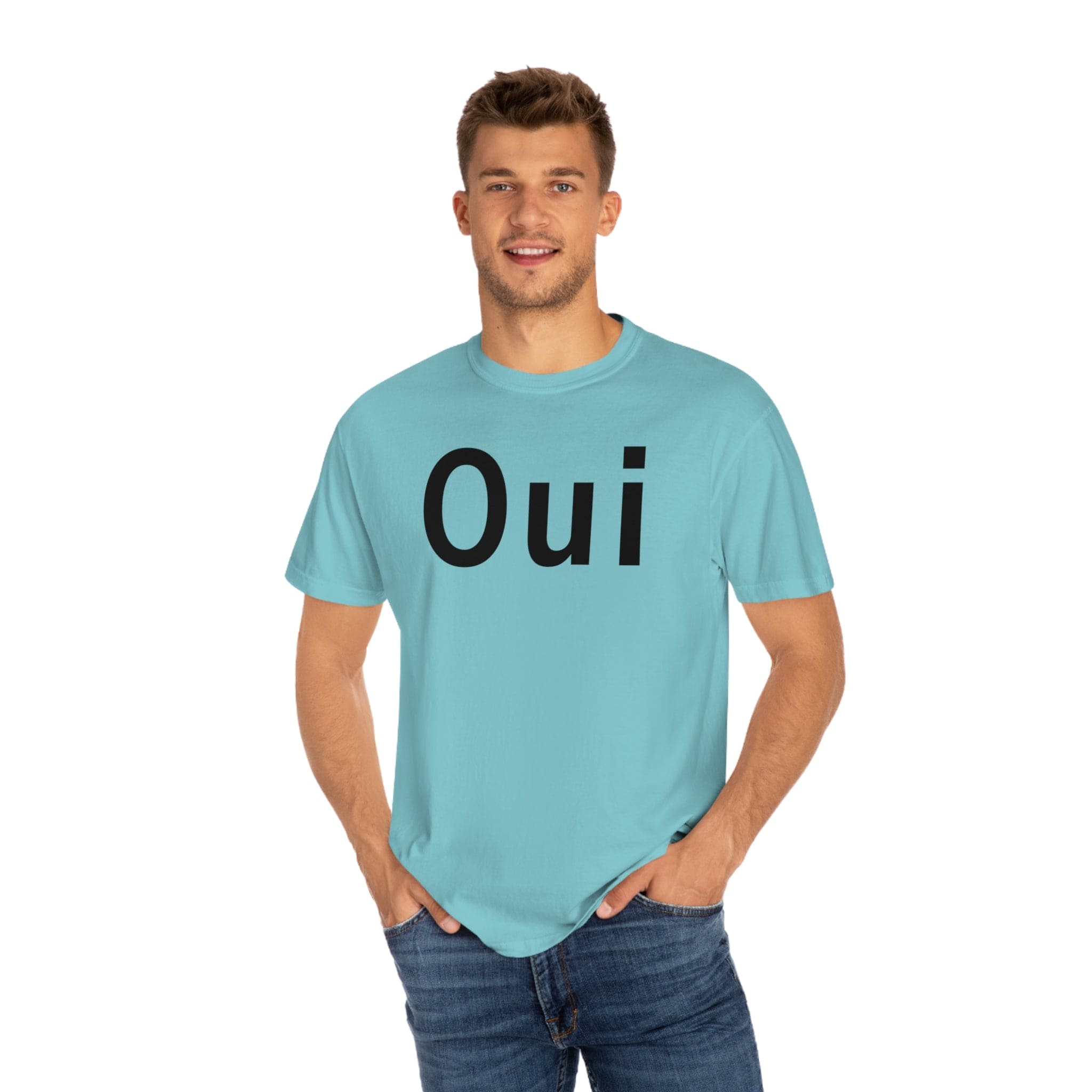 Printify T-Shirt Chalky Mint / S Oui - Unisex Garment-Dyed T-shirt