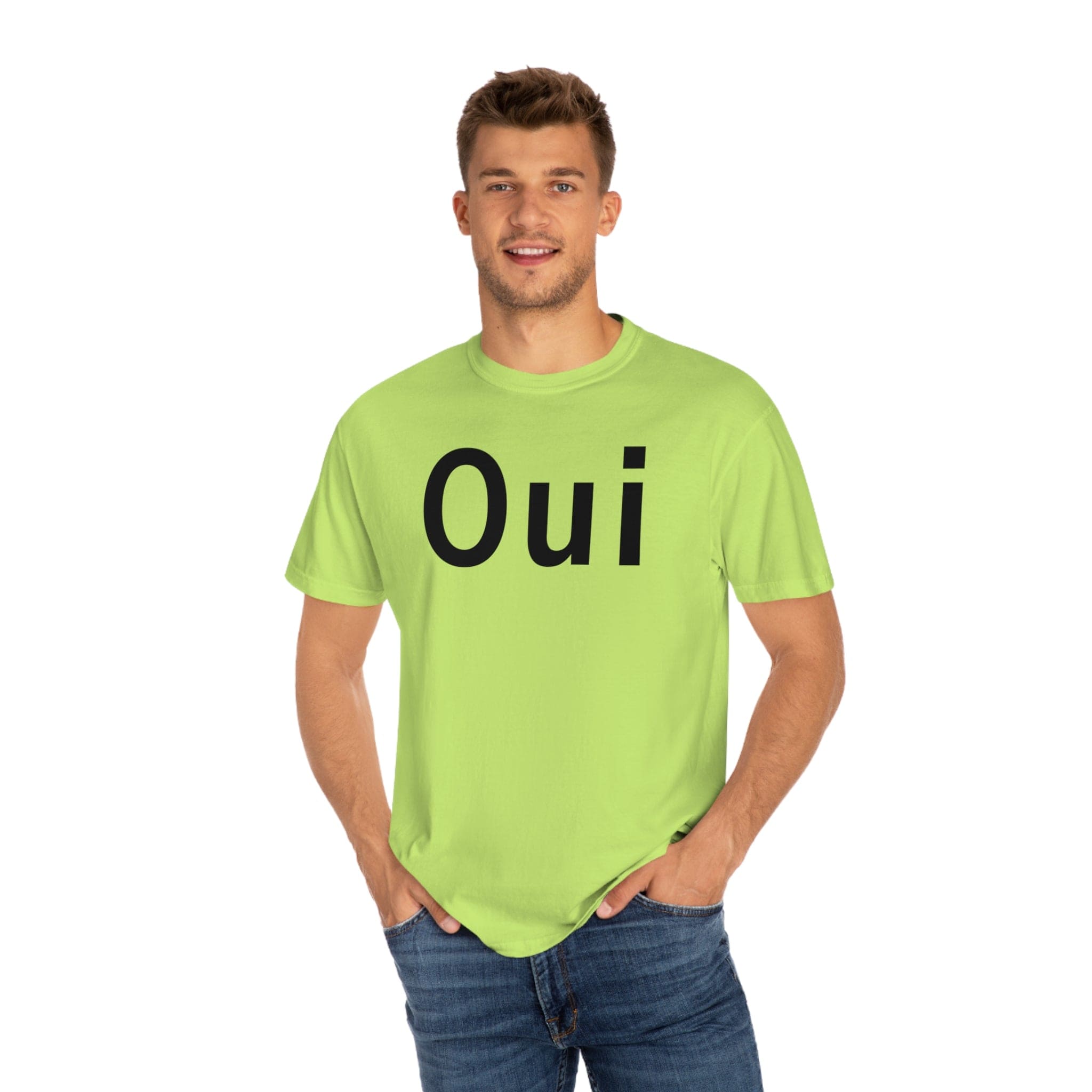 Printify T-Shirt Kiwi / S Oui - Unisex Garment-Dyed T-shirt