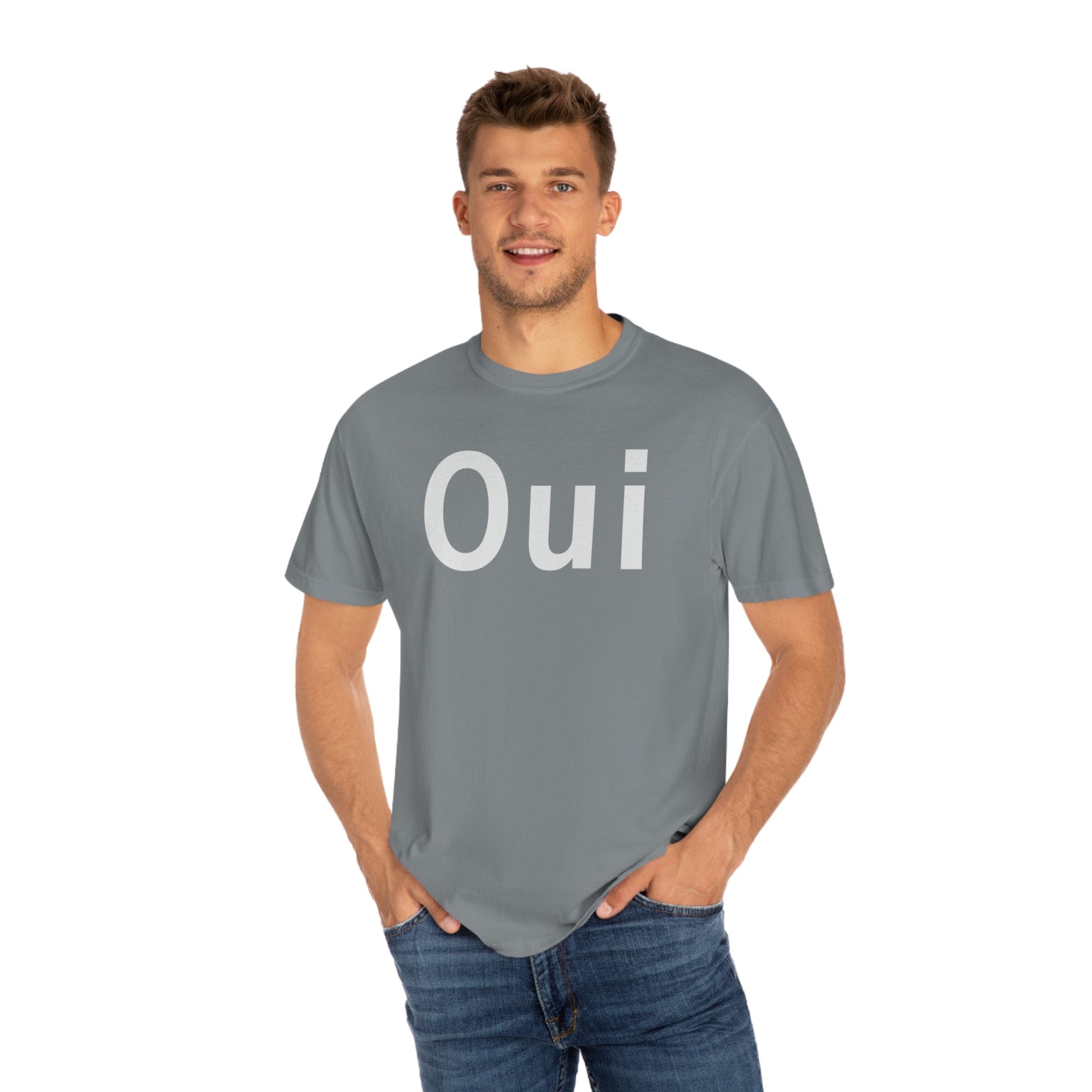 Printify T-Shirt Granite / S Oui - Unisex Garment-Dyed T-shirt