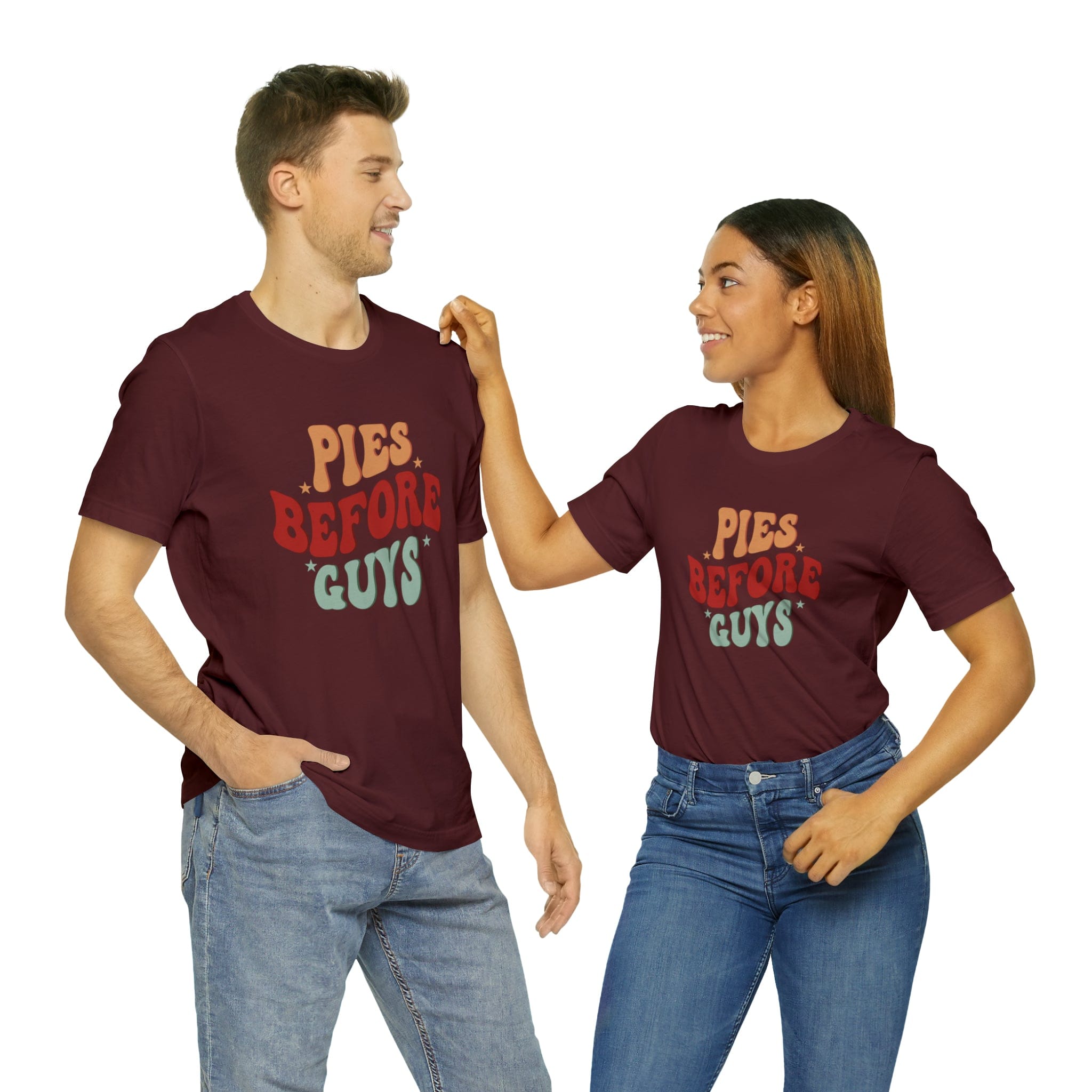 Printify T-Shirt Maroon / S Pies before Guys - Jersey Short Sleeve Tee