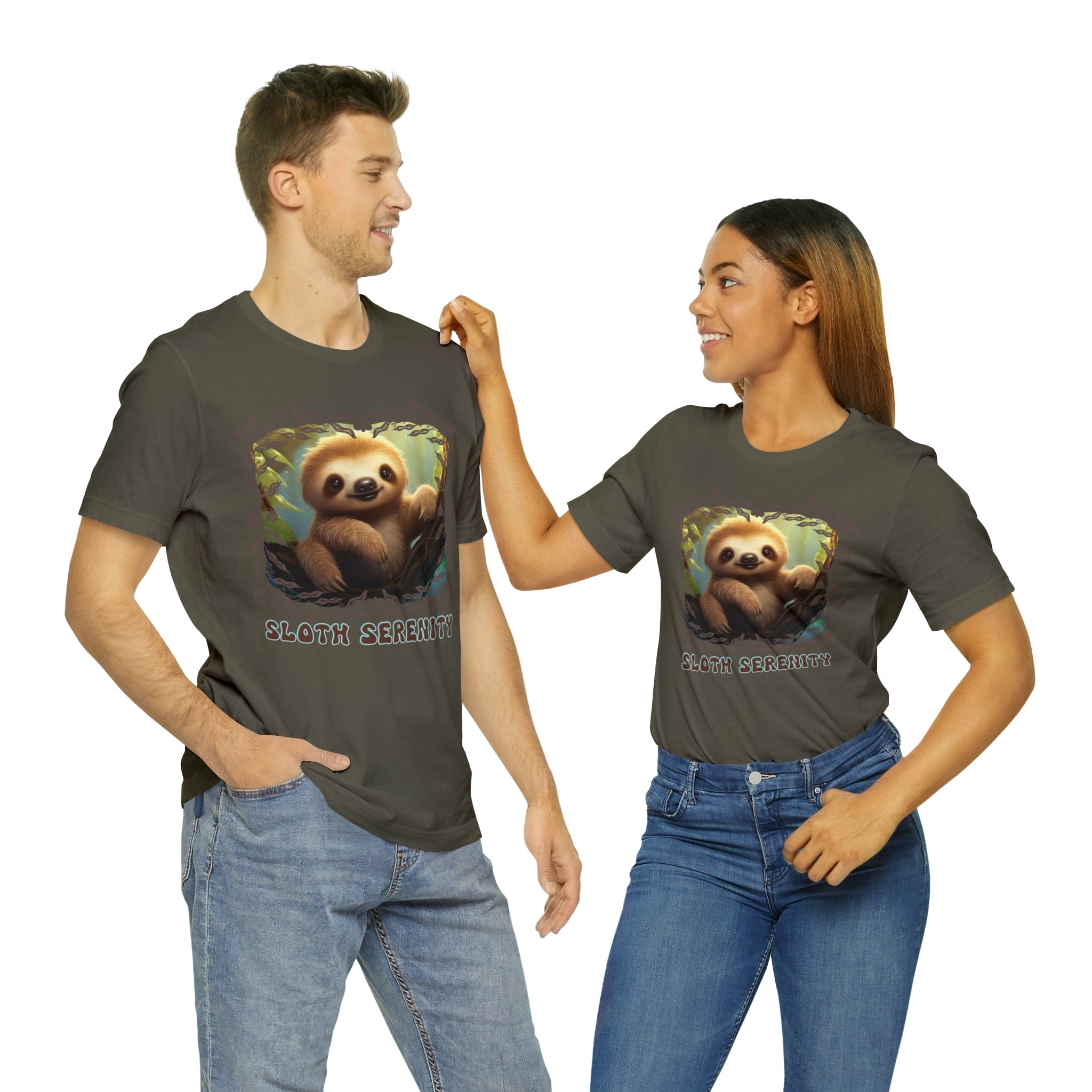 Printify T-Shirt Army / S Sloth Serenity - Jersey Short Sleeve Tee