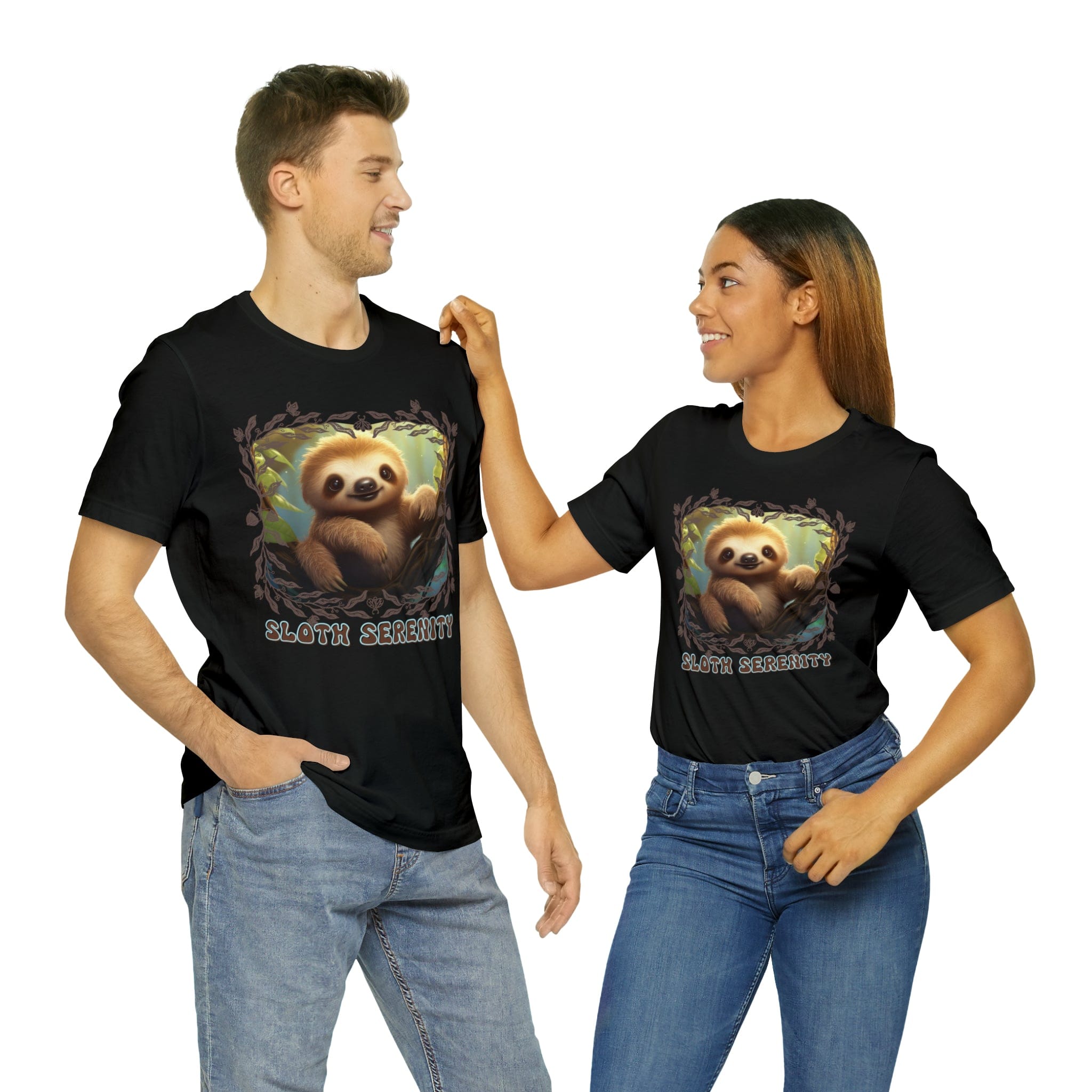 Printify T-Shirt Black / S Sloth Serenity - Jersey Short Sleeve Tee