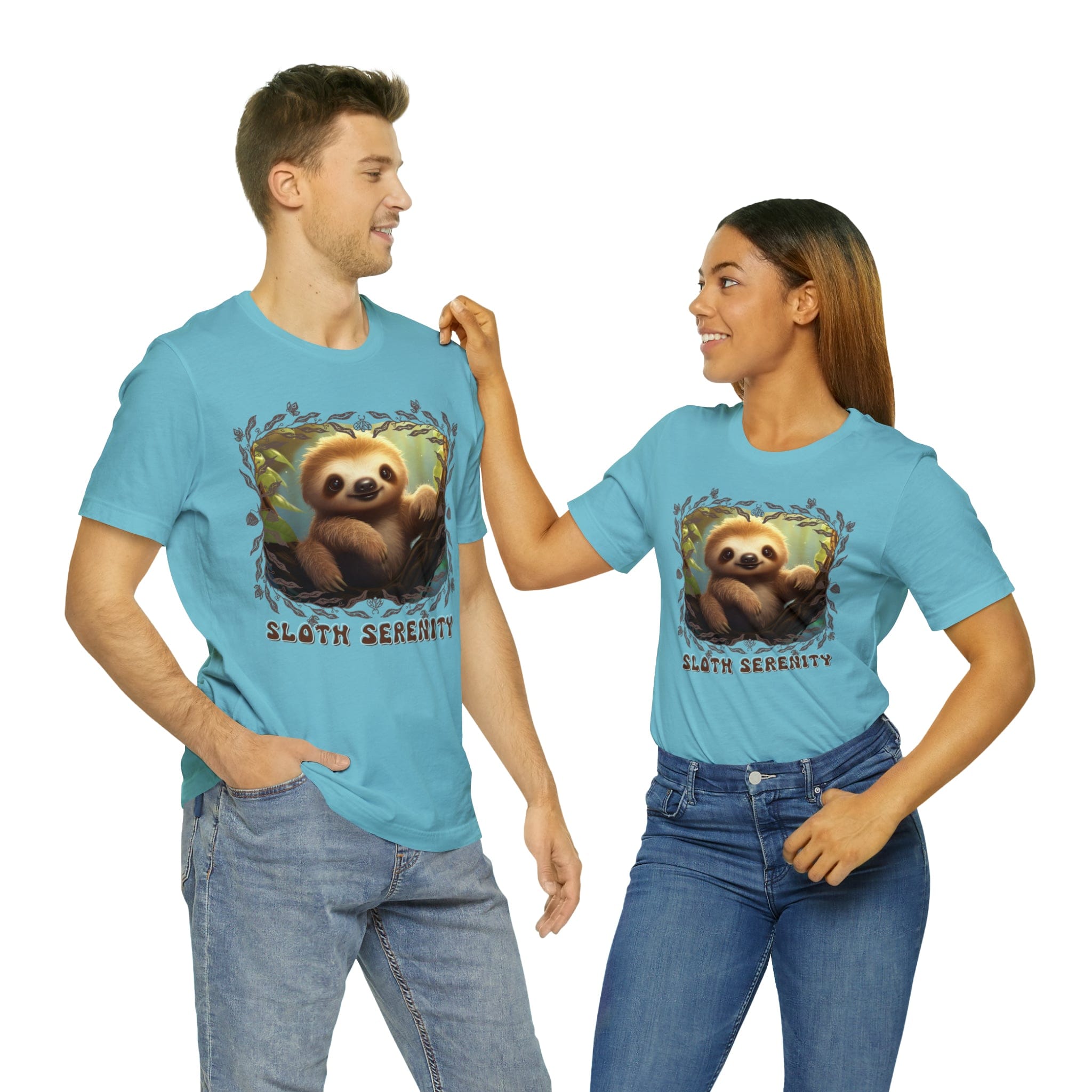 Printify T-Shirt Turquoise / M Sloth Serenity - Jersey Short Sleeve Tee