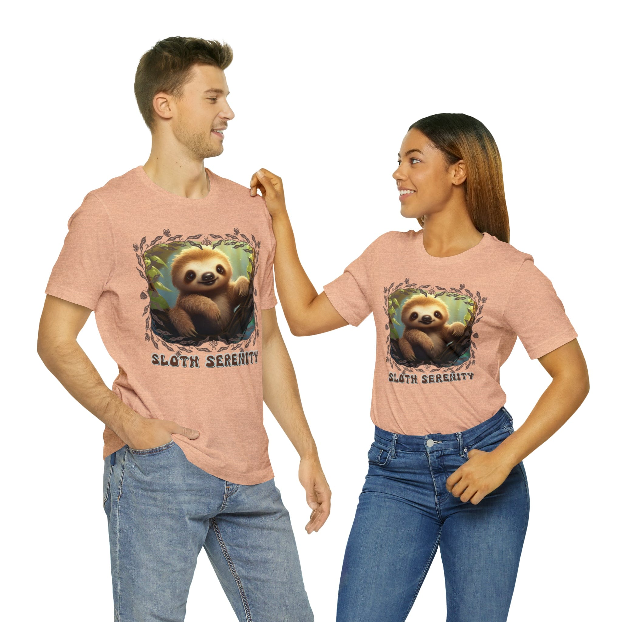 Printify T-Shirt Heather Peach / M Sloth Serenity - Jersey Short Sleeve Tee