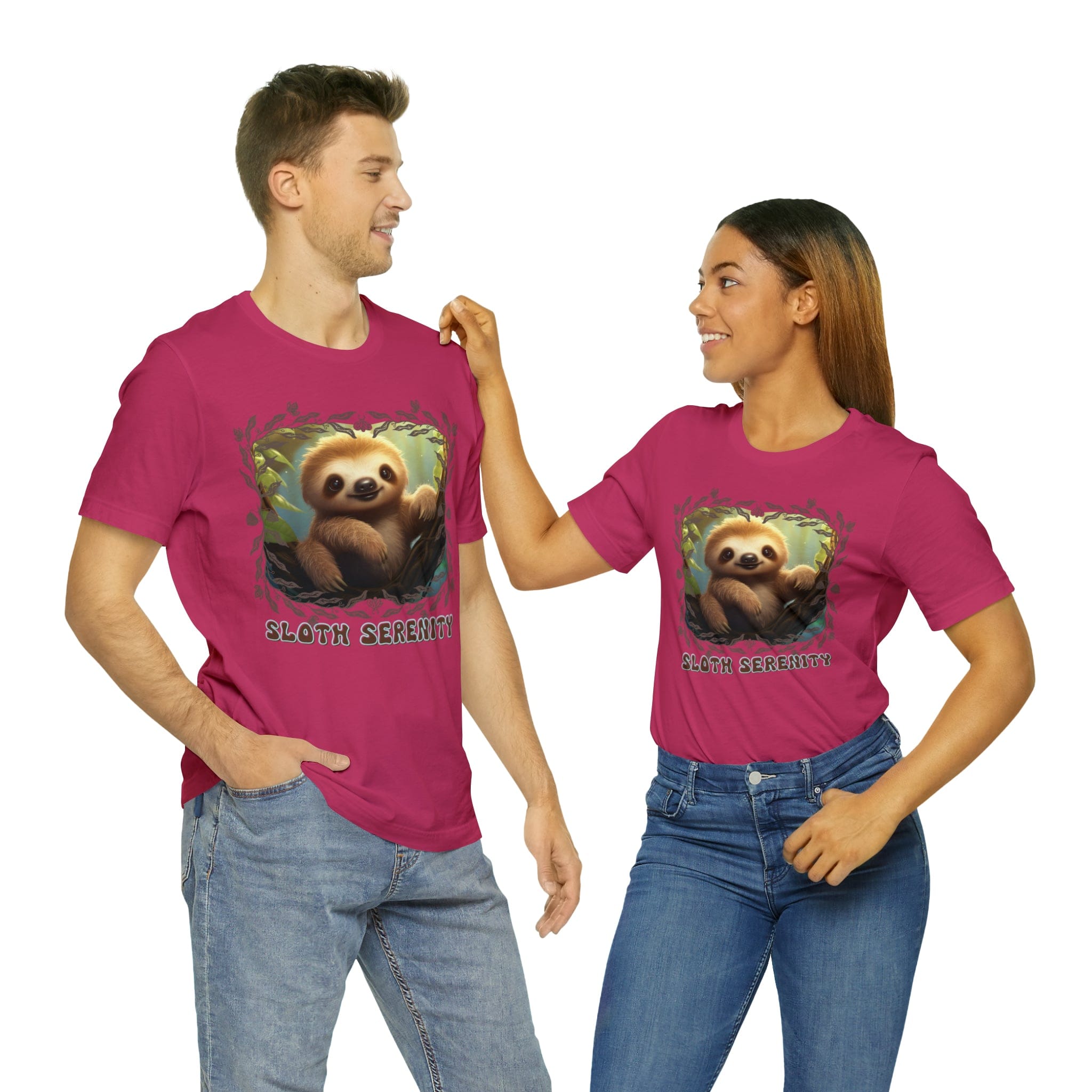 Printify T-Shirt Berry / S Sloth Serenity - Jersey Short Sleeve Tee
