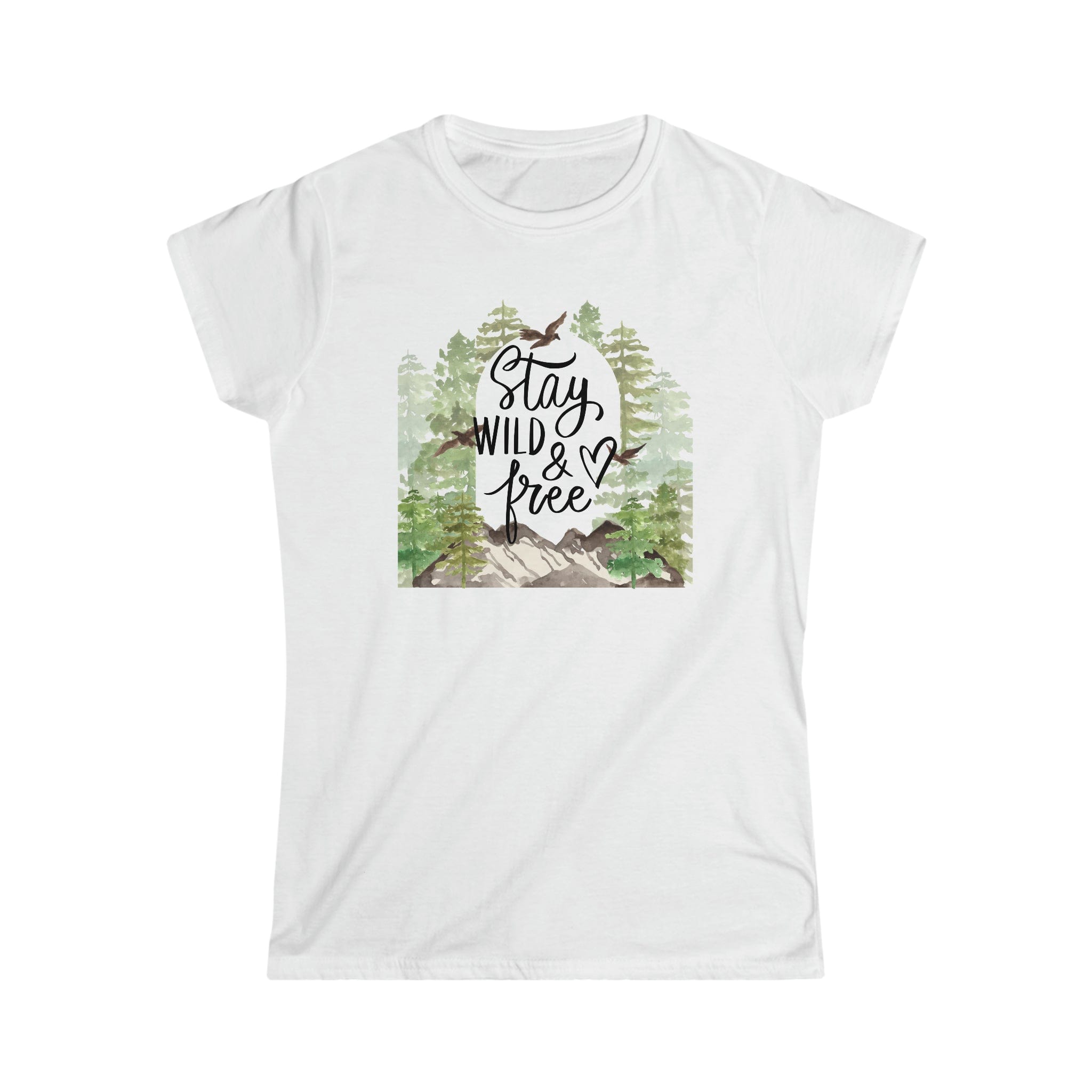 Printify T-Shirt White / S Stay Wild and Free - Women's Softstyle Tee