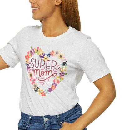 Printify T-Shirt Super Mom Heart - Jersey Short Sleeve Tee