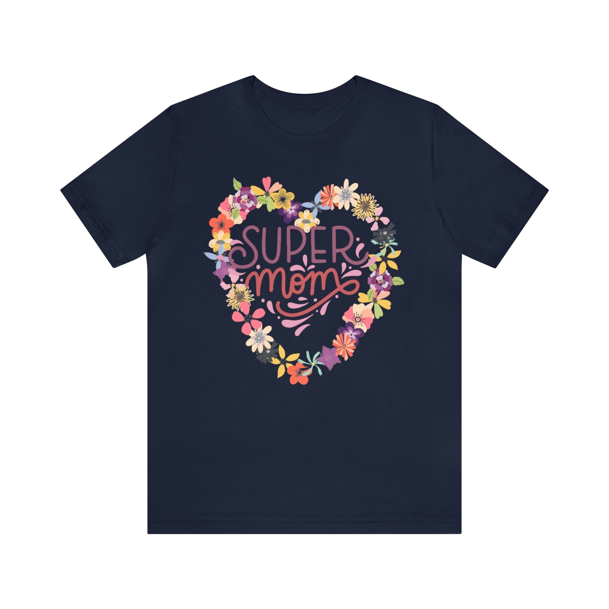 Printify T-Shirt Navy / S Super Mom Heart - Jersey Short Sleeve Tee