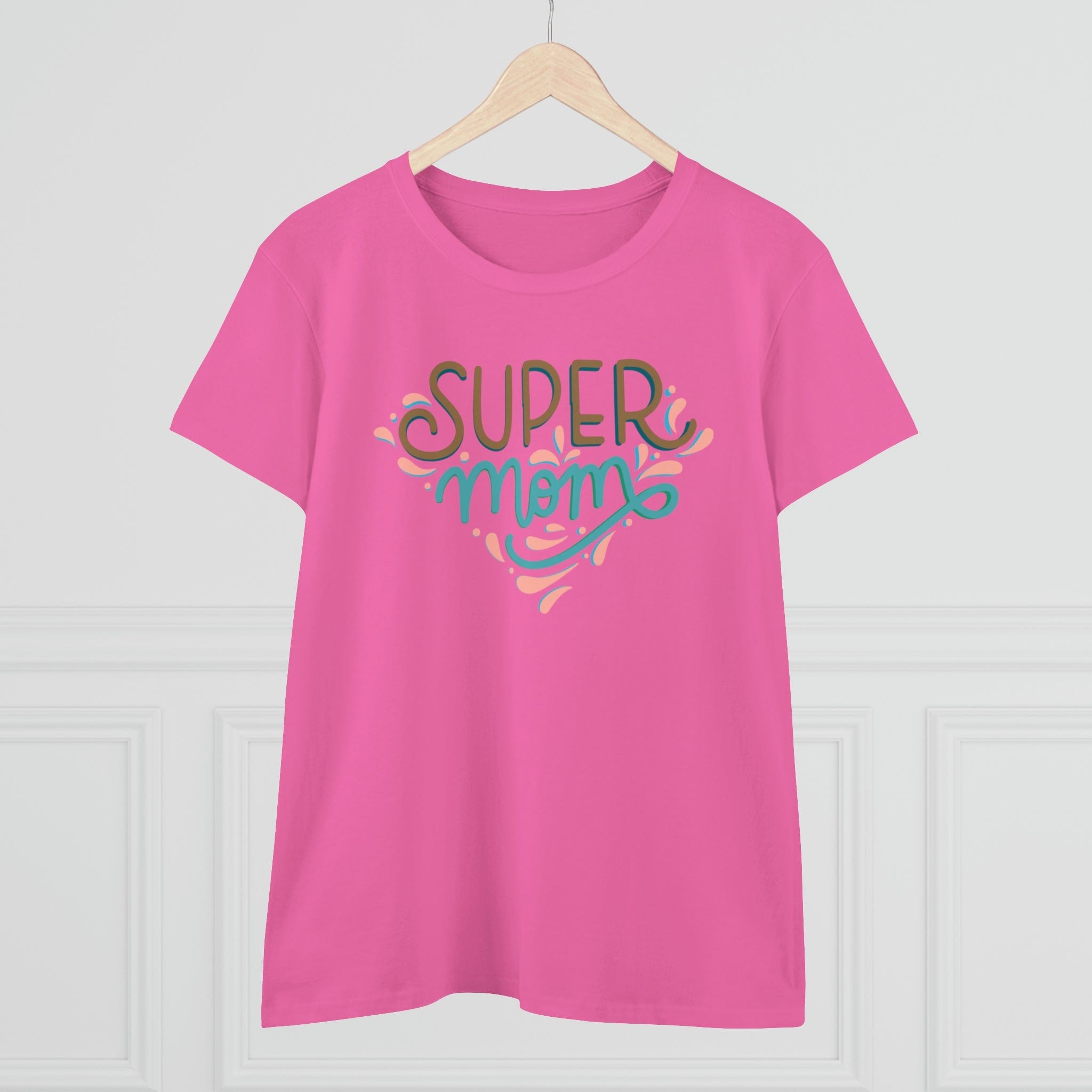 Printify T-Shirt Super Mom - Women's Midweight Cotton Tee
