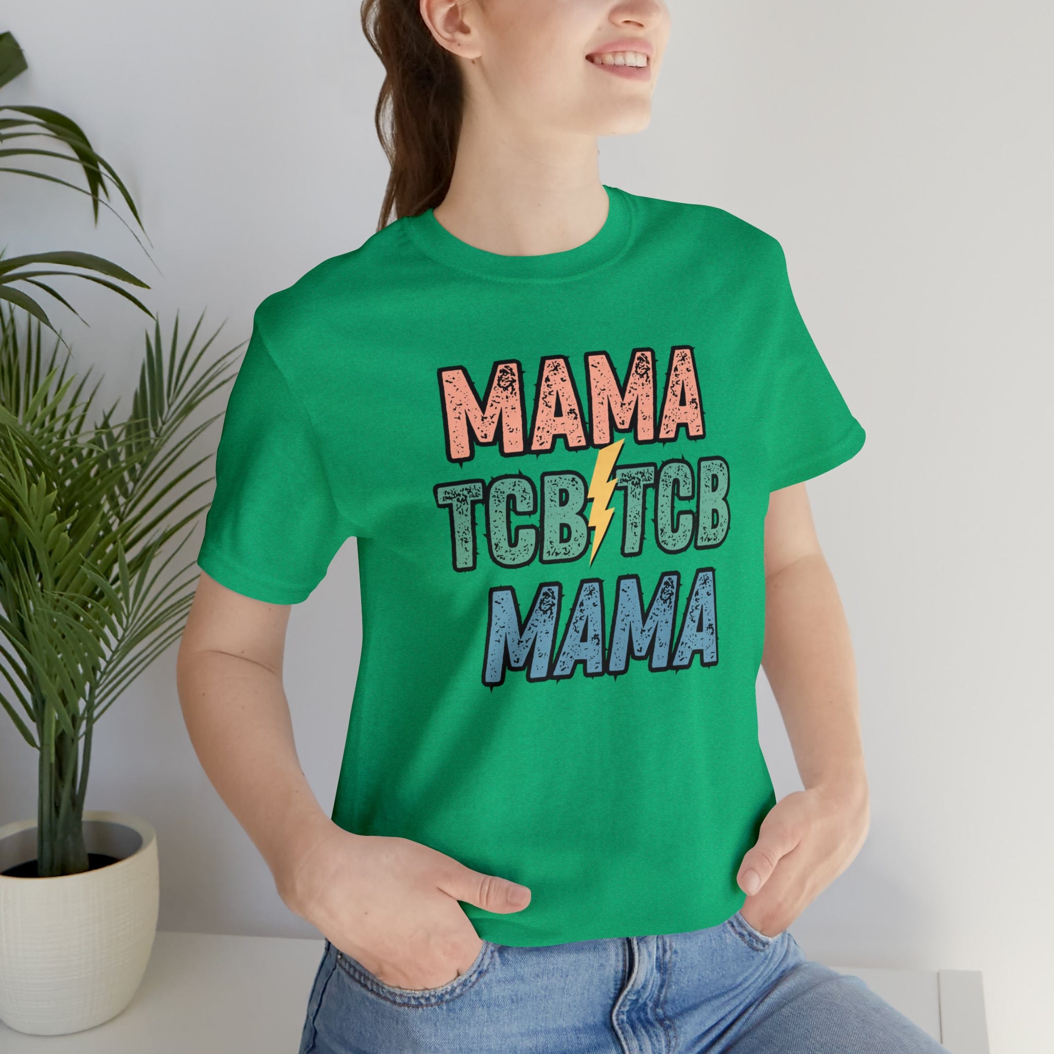 Printify T-Shirt Heather Kelly / S TCB Mama Black - Jersey Short Sleeve Tee