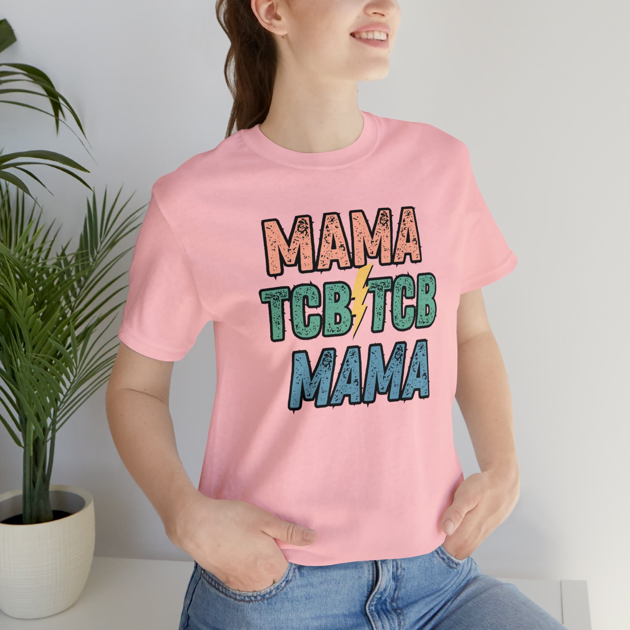 Printify T-Shirt Pink / S TCB Mama Black - Jersey Short Sleeve Tee