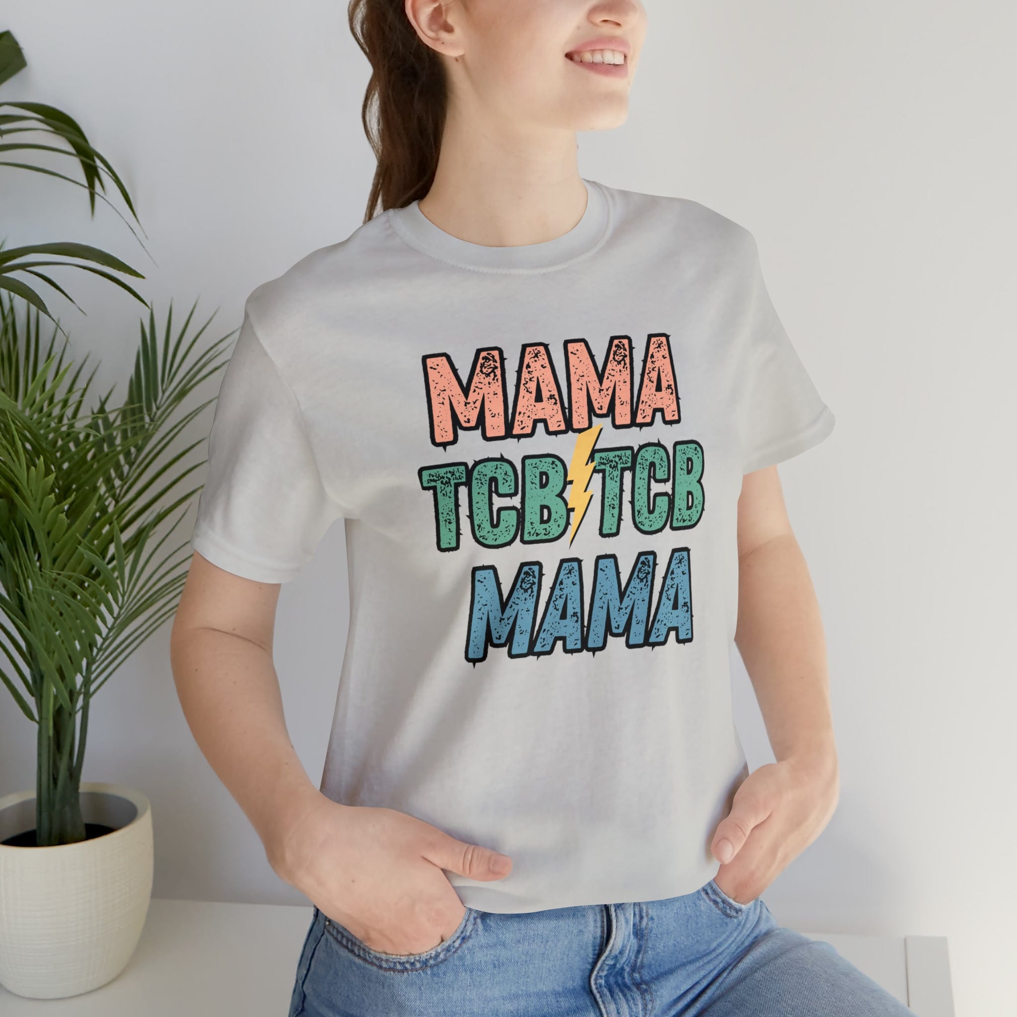 Printify T-Shirt Silver / S TCB Mama Black - Jersey Short Sleeve Tee