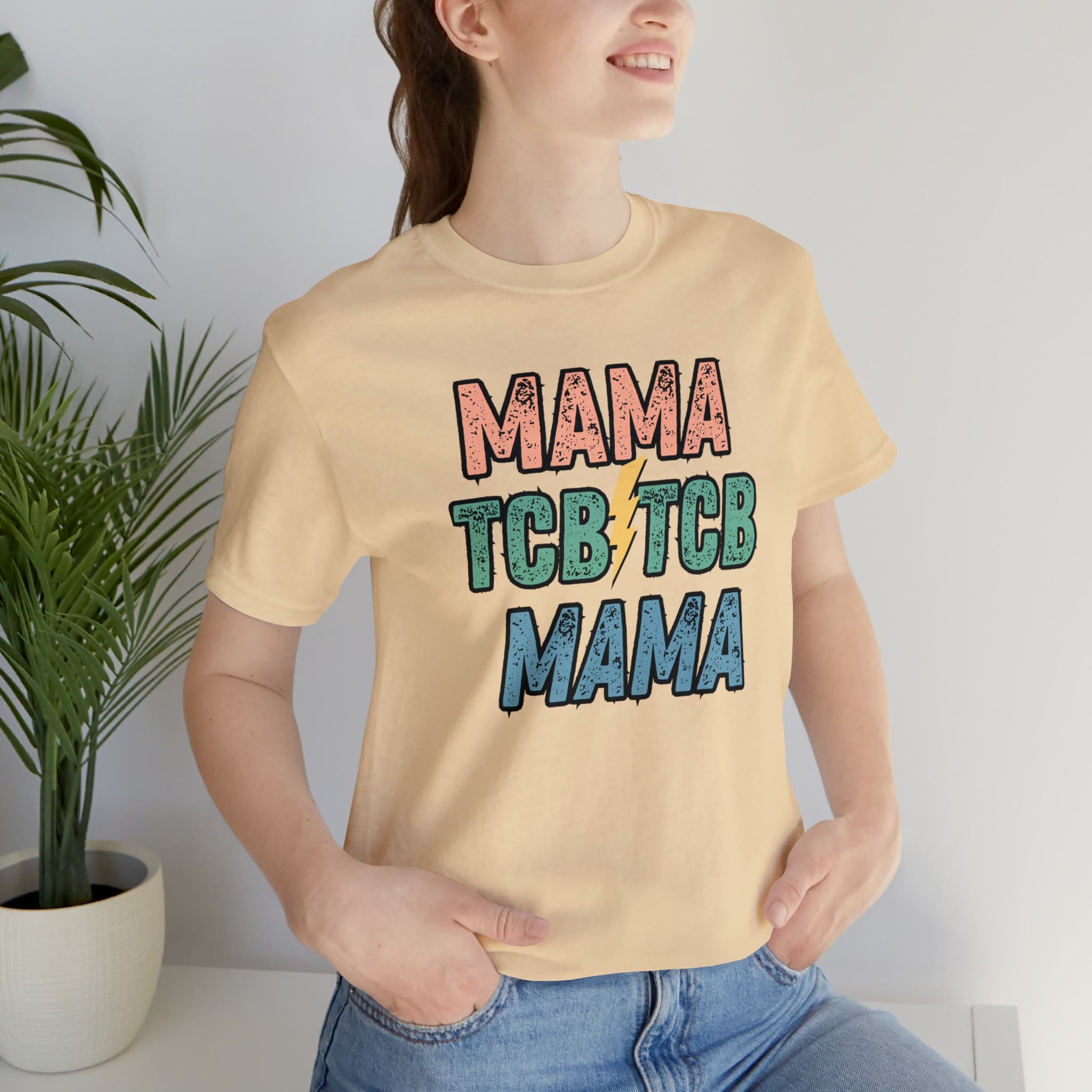 Printify T-Shirt Soft Cream / S TCB Mama Black - Jersey Short Sleeve Tee