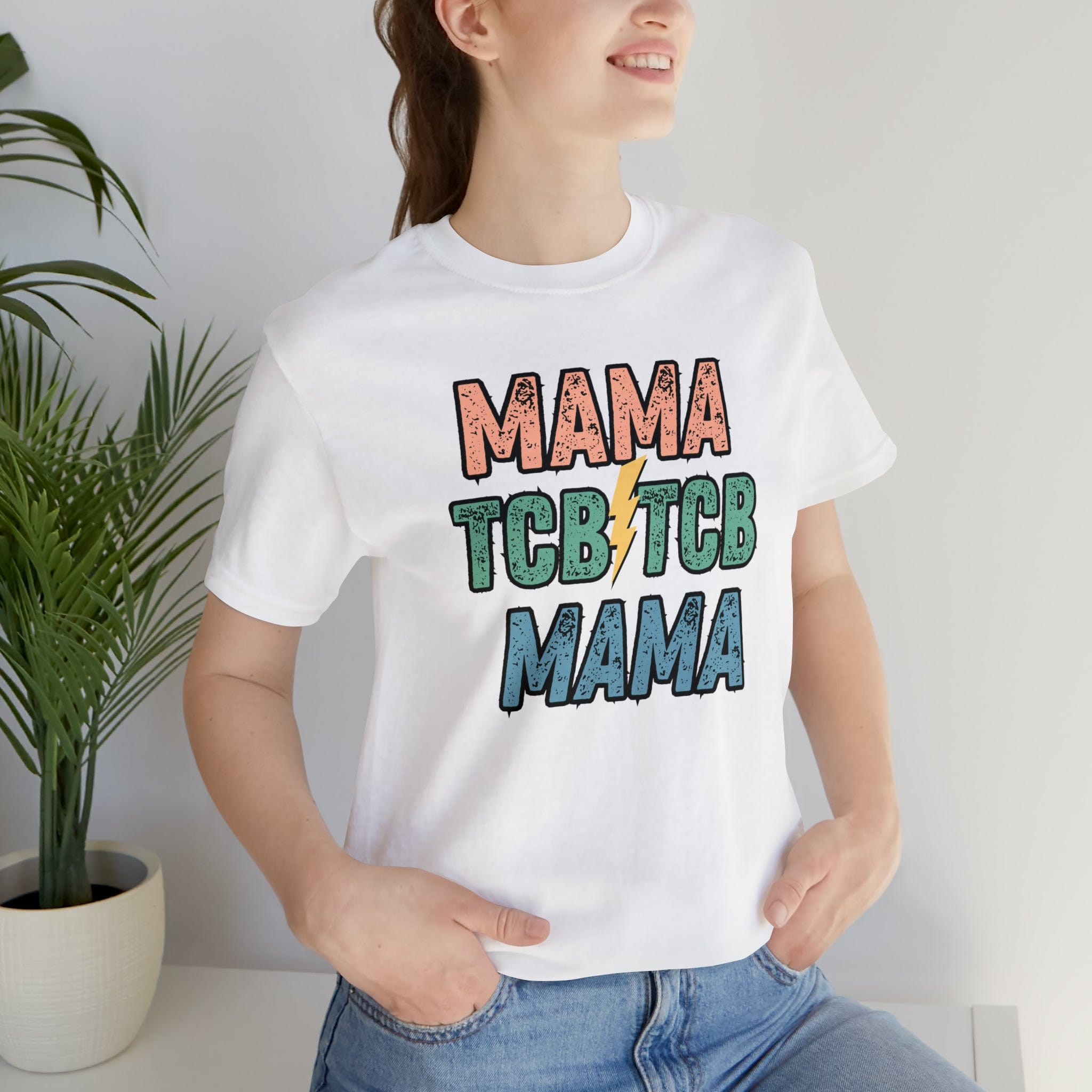 Printify T-Shirt White / S TCB Mama Black - Jersey Short Sleeve Tee