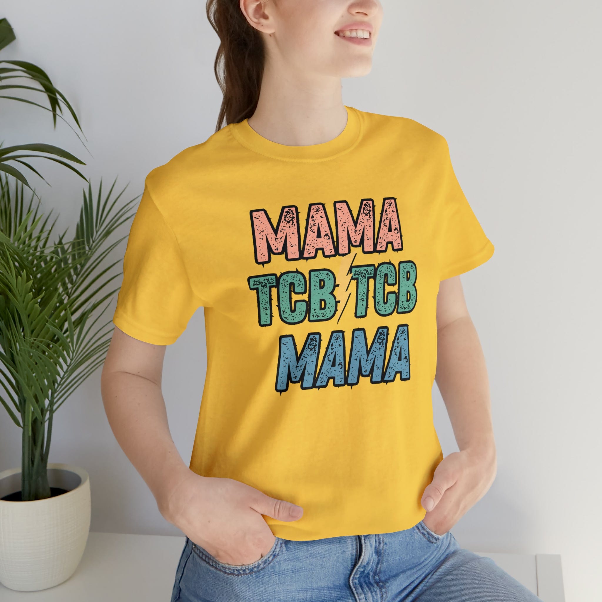 Printify T-Shirt Yellow / S TCB Mama Black - Jersey Short Sleeve Tee