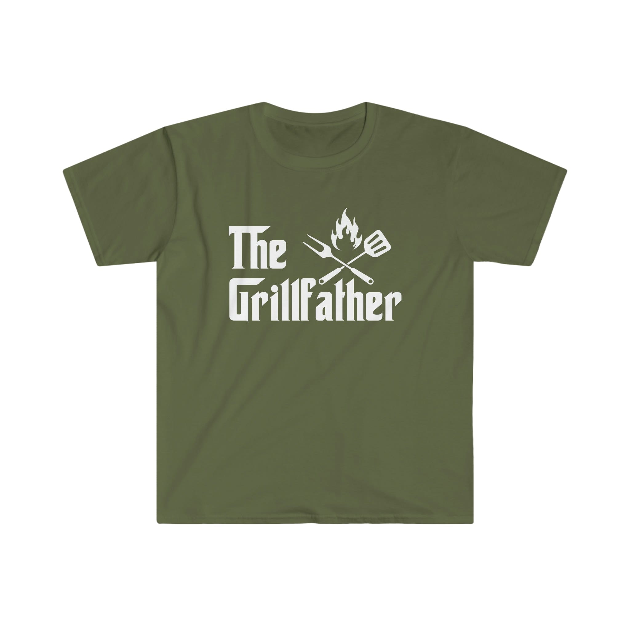 Printify T-Shirt Military Green / S The Grillfather White - Unisex Softstyle T-Shirt