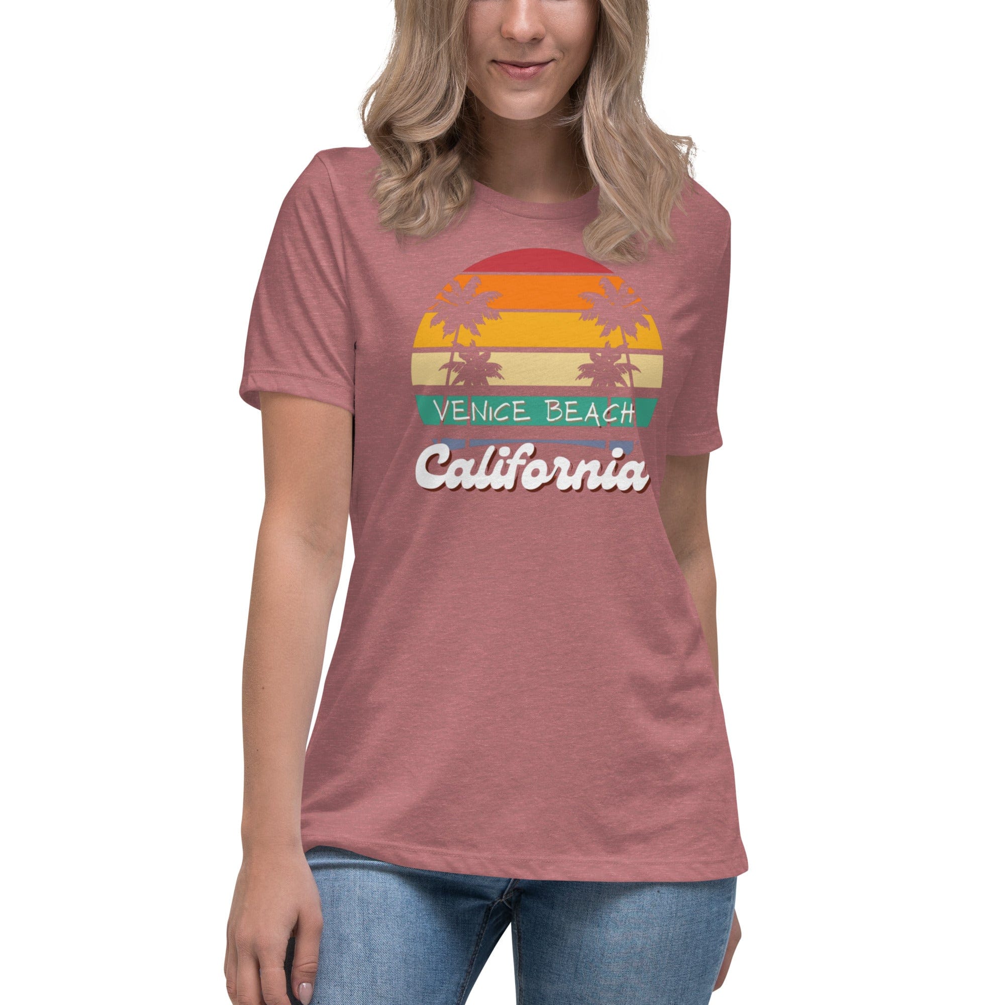 Spruced Roost Heather Mauve / S Venice Beach California - Women's Relaxed T-Shirt