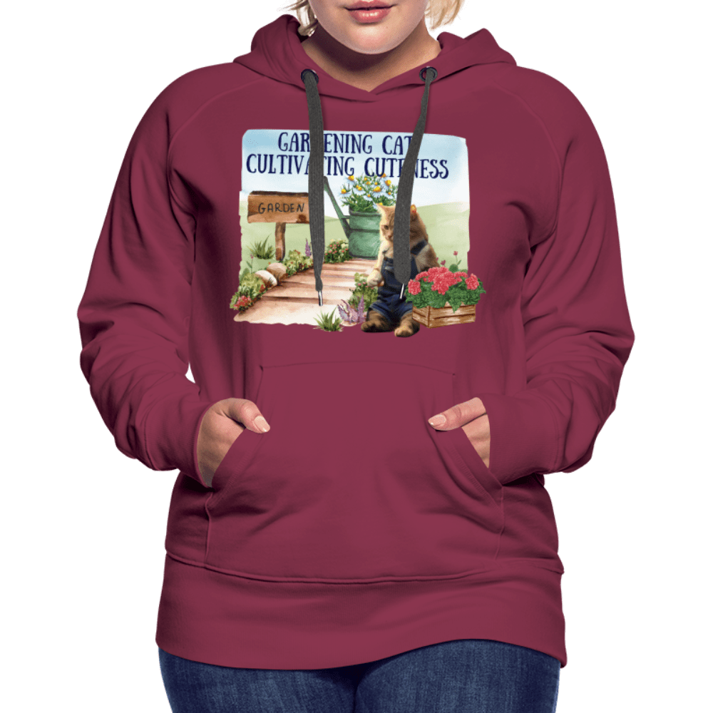 SPOD Women’s Premium Hoodie | Spreadshirt 444 burgundy / S Gardening Cat, Cultivating Cuteness - Women’s Premium Hoodie