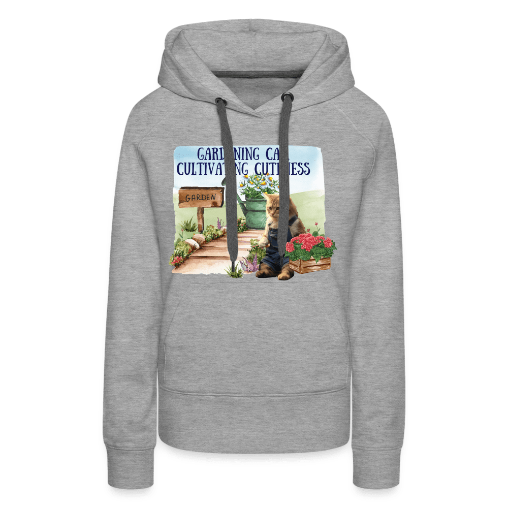 SPOD Women’s Premium Hoodie | Spreadshirt 444 heather grey / S Gardening Cat, Cultivating Cuteness - Women’s Premium Hoodie