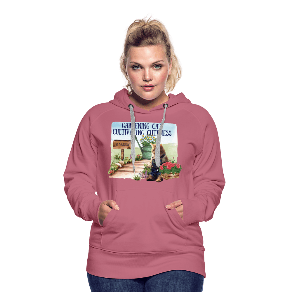 SPOD Women’s Premium Hoodie | Spreadshirt 444 Gardening Cat, Cultivating Cuteness - Women’s Premium Hoodie