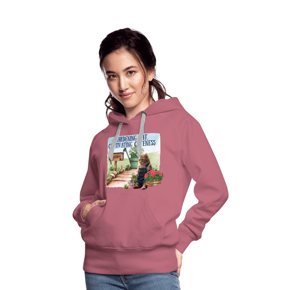 SPOD Women’s Premium Hoodie | Spreadshirt 444 mauve / S Gardening Cat, Cultivating Cuteness - Women’s Premium Hoodie