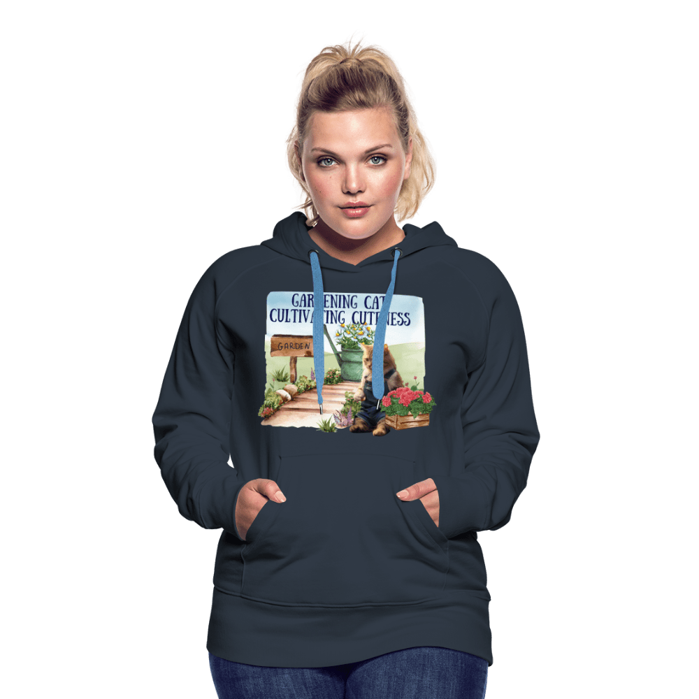 SPOD Women’s Premium Hoodie | Spreadshirt 444 Gardening Cat, Cultivating Cuteness - Women’s Premium Hoodie