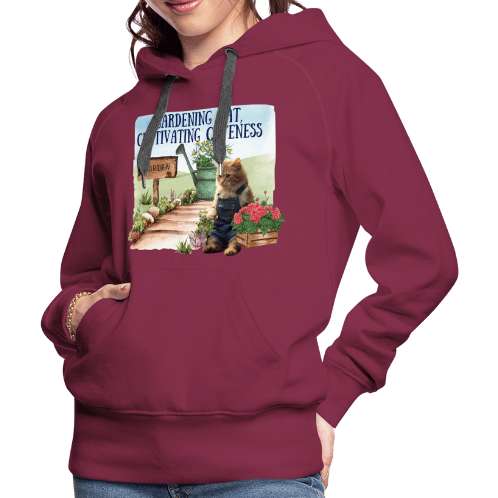 SPOD Women’s Premium Hoodie | Spreadshirt 444 Gardening Cat, Cultivating Cuteness - Women’s Premium Hoodie