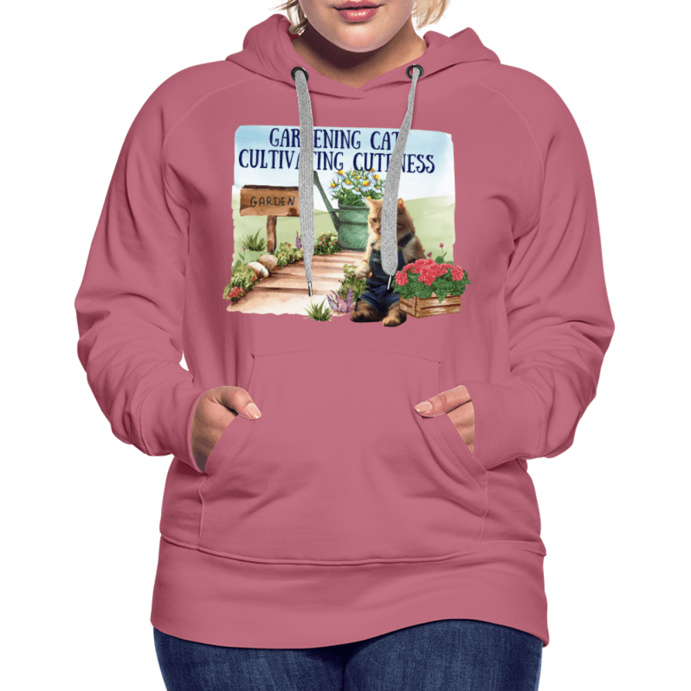 SPOD Women’s Premium Hoodie | Spreadshirt 444 Gardening Cat, Cultivating Cuteness - Women’s Premium Hoodie