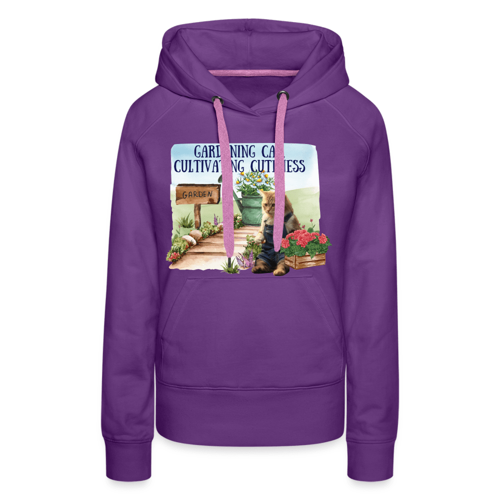 SPOD Women’s Premium Hoodie | Spreadshirt 444 purple / S Gardening Cat, Cultivating Cuteness - Women’s Premium Hoodie