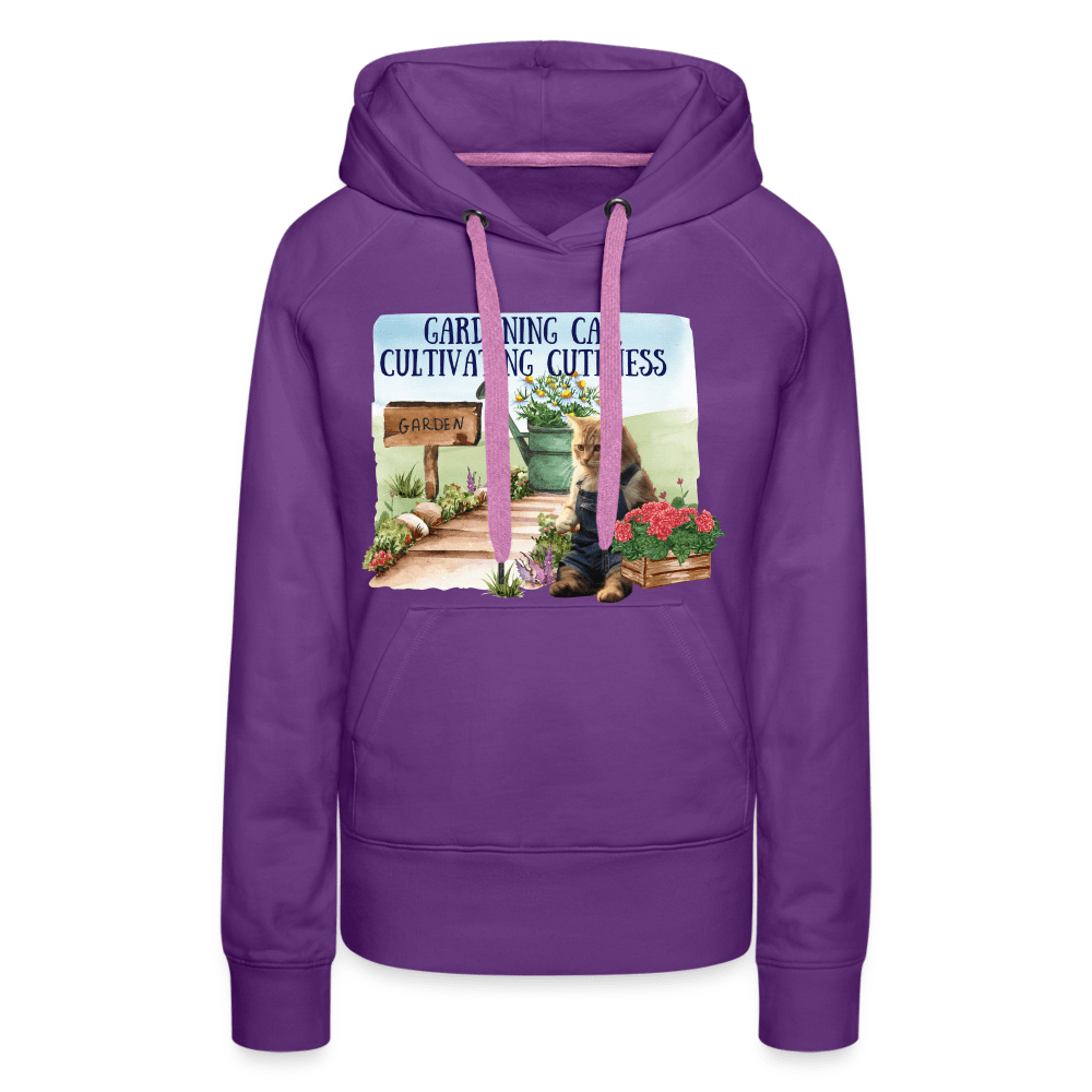 SPOD Women’s Premium Hoodie | Spreadshirt 444 Gardening Cat, Cultivating Cuteness - Women’s Premium Hoodie