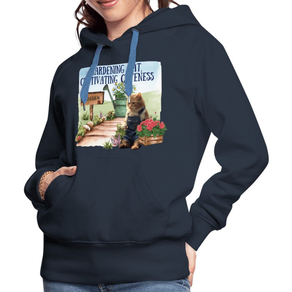 SPOD Women’s Premium Hoodie | Spreadshirt 444 Gardening Cat, Cultivating Cuteness - Women’s Premium Hoodie