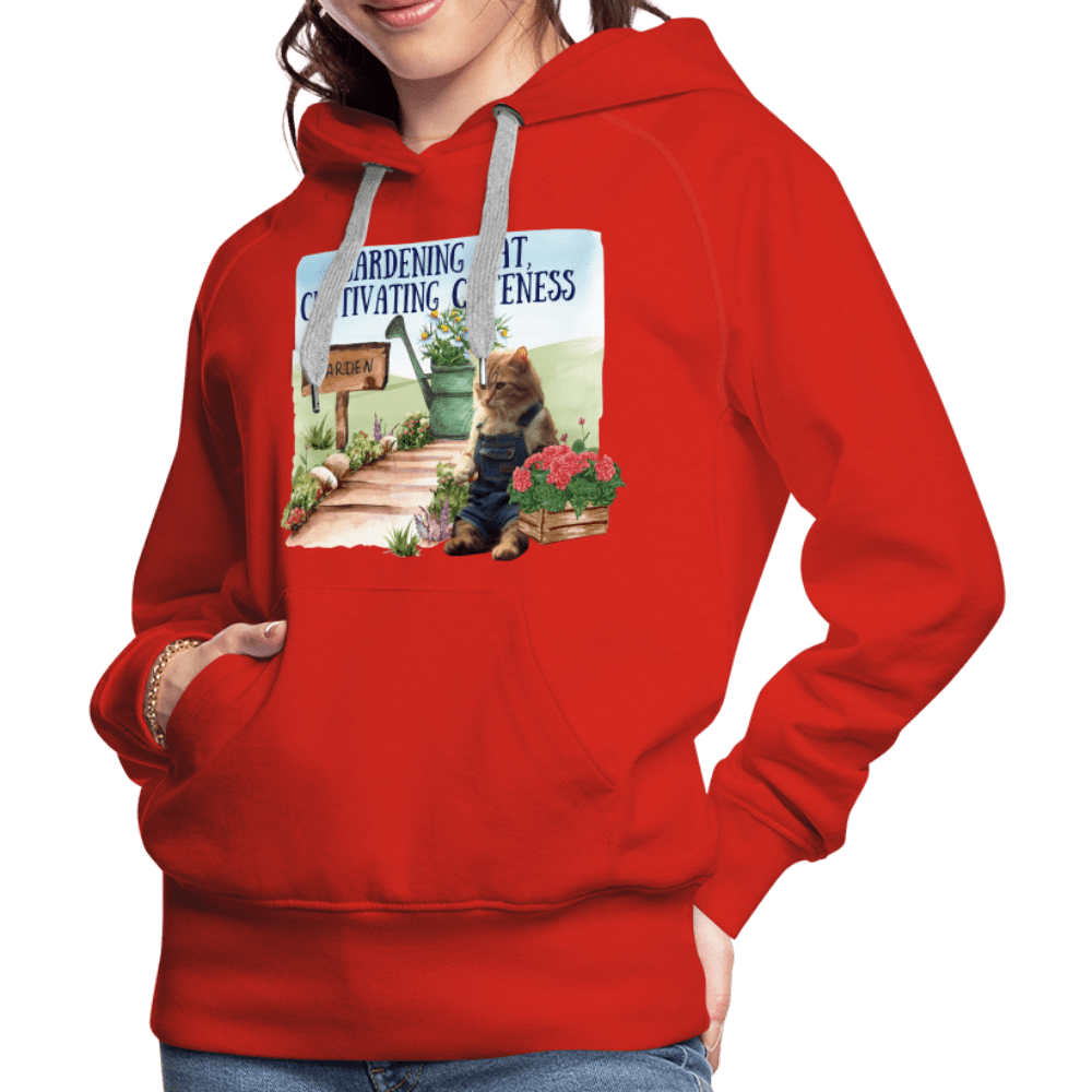 SPOD Women’s Premium Hoodie | Spreadshirt 444 Gardening Cat, Cultivating Cuteness - Women’s Premium Hoodie