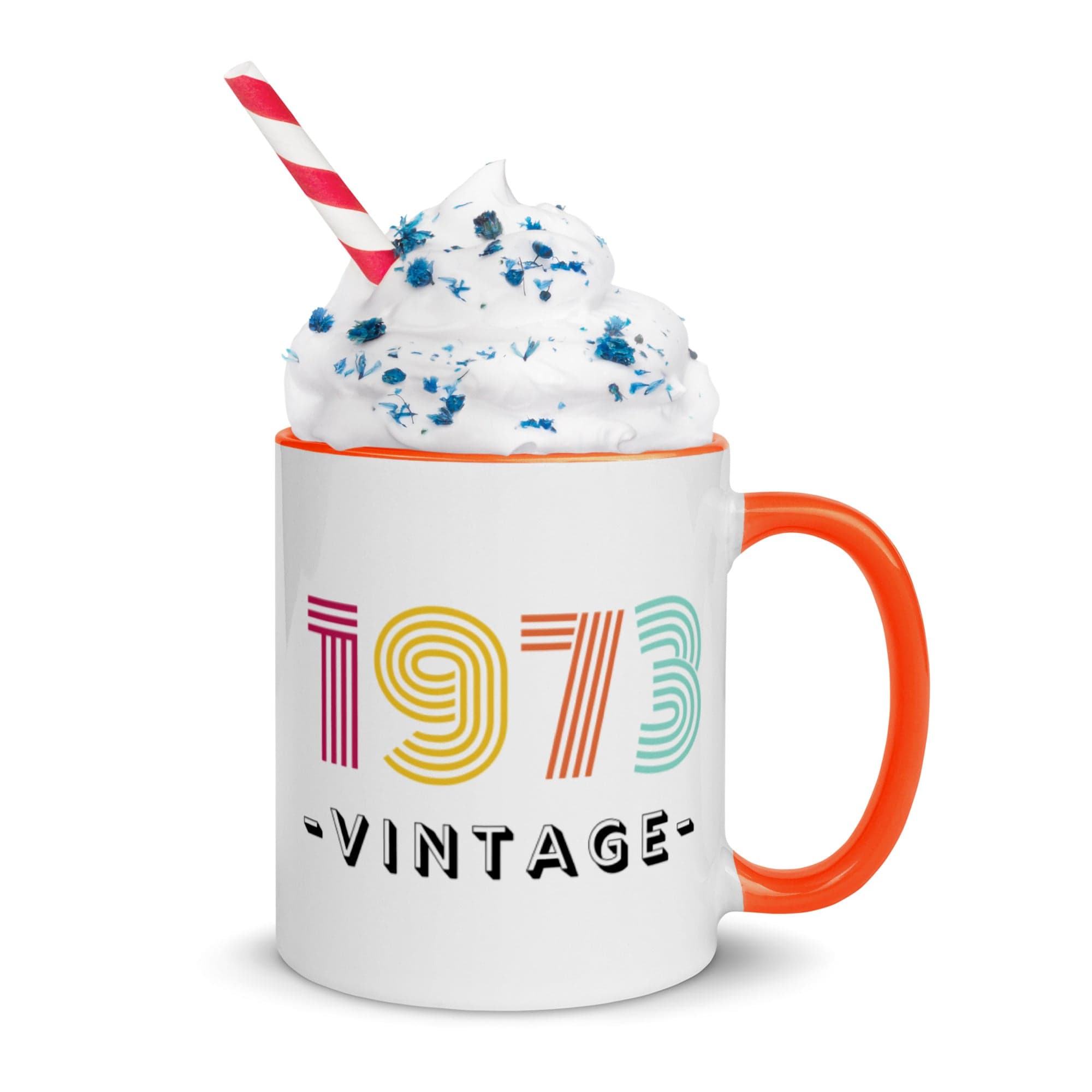 Spruced Roost Orange 1973 Vintage! 50th Birthday Mug with Color Inside