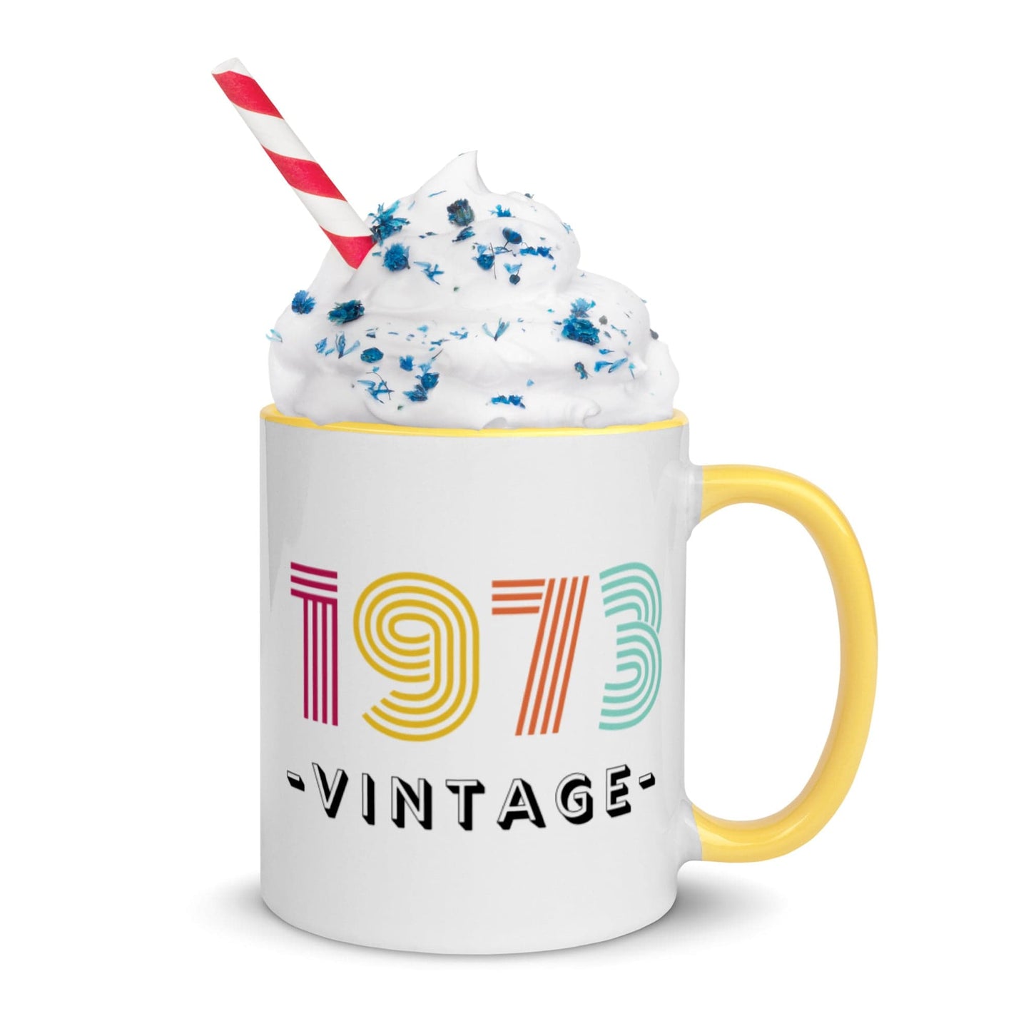 Spruced Roost Yellow 1973 Vintage! 50th Birthday Mug with Color Inside