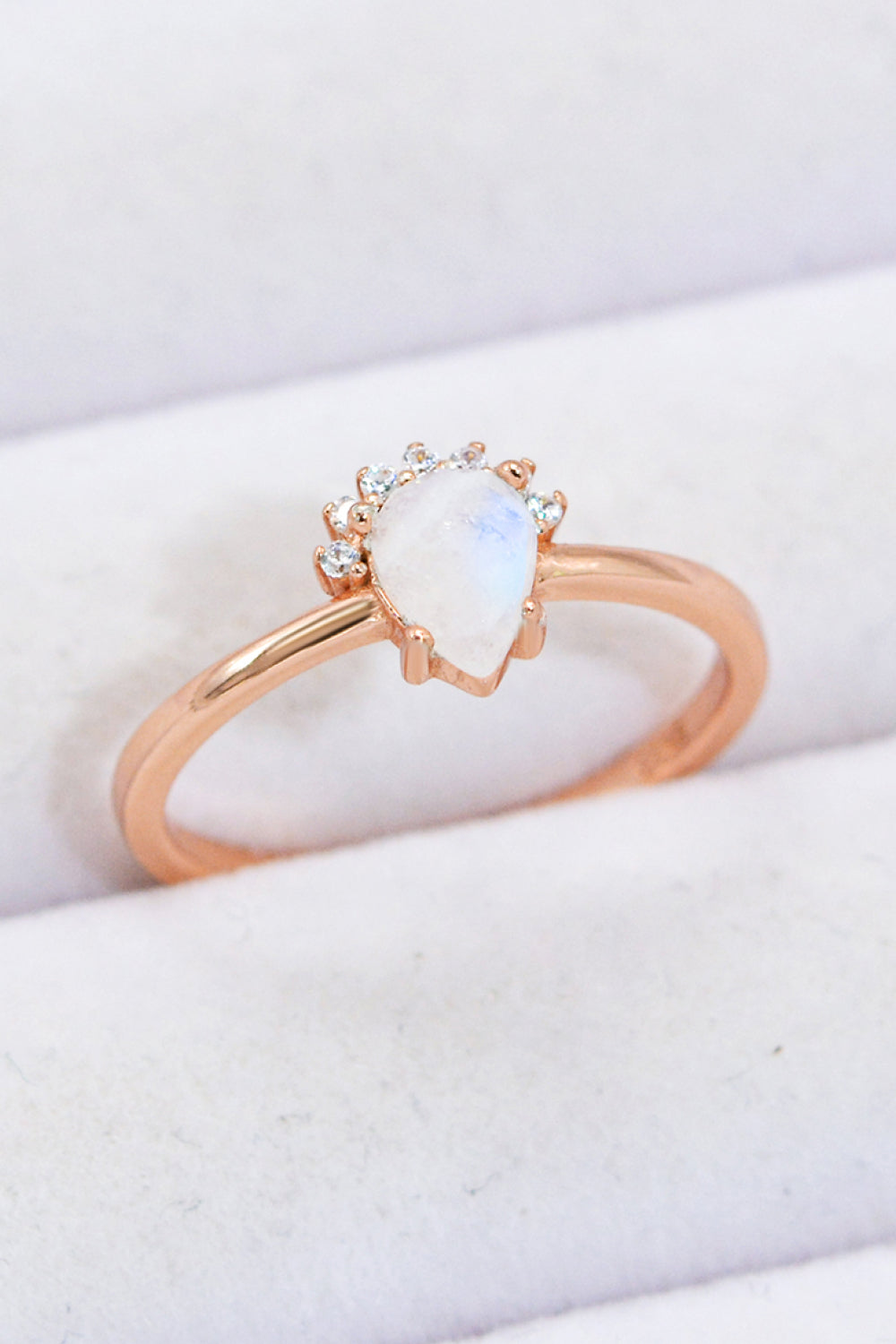 18K Rose Gold-Plated Pear Shape Natural Moonstone Ring - Spruced Roost