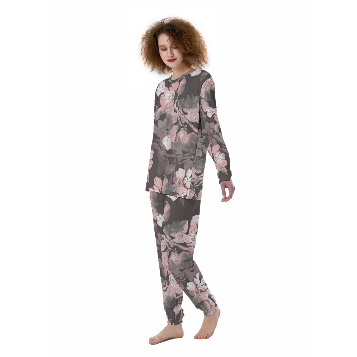 Grey and Pin All-Over Print Women's Pajamas