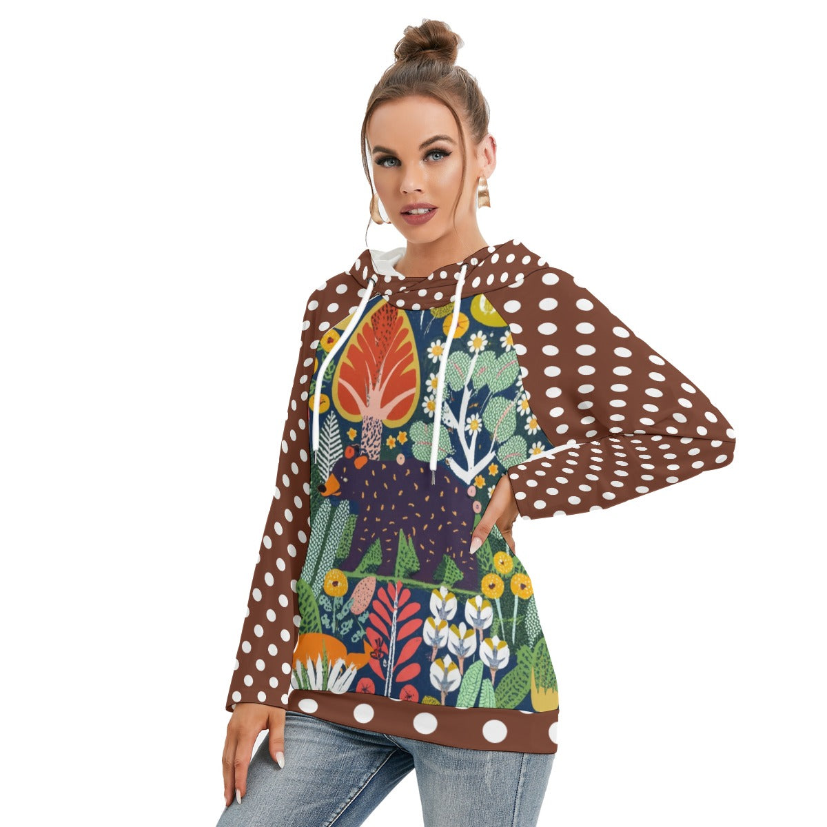 Polka Bear - All-Over Print Women's Hoodie With Double Hood