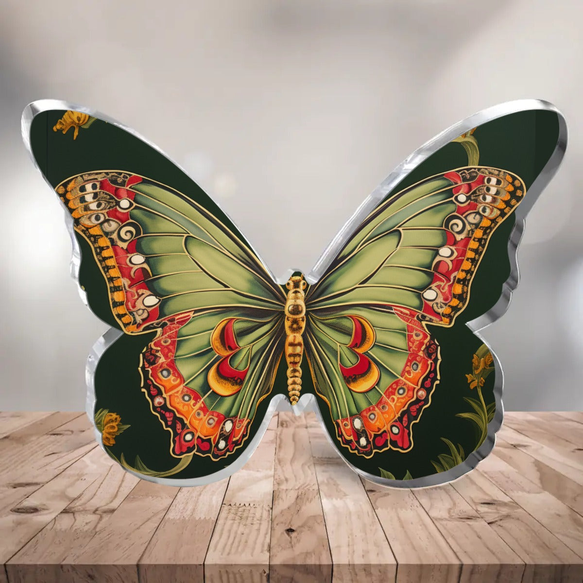 Sage Green Moon Butterfly Shaped Acrylic Desktop Ornament